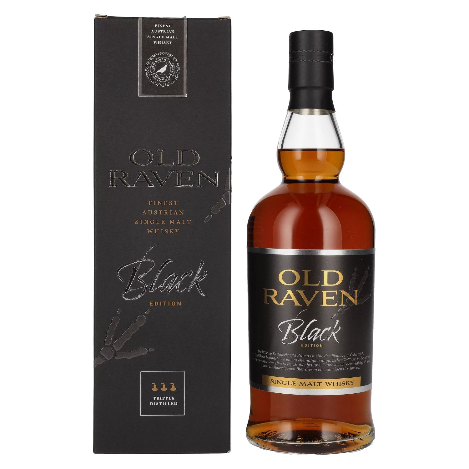 Old Raven Triple Distilled Single Malt Whisky Black Edition Fasstaerke Batch 1 55,2% Vol. 0,7l in Giftbox