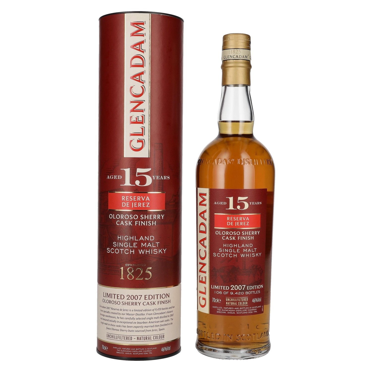 Glencadam RESERVA DE JEREZ 15 Years Old Single Malt OLOROSO SHERRY CASK FINISH 46% Vol. 0,7l in Giftbox