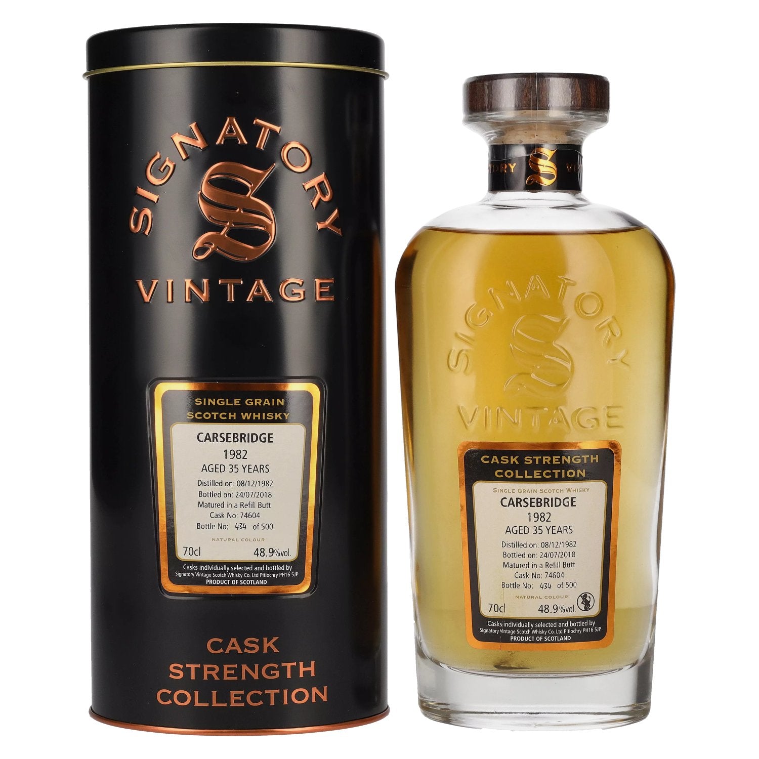 Signatory Vintage CARSEBRIDGE 35 Years Old Cask Strength 1982 48,9% Vol. 0,7l in Tinbox