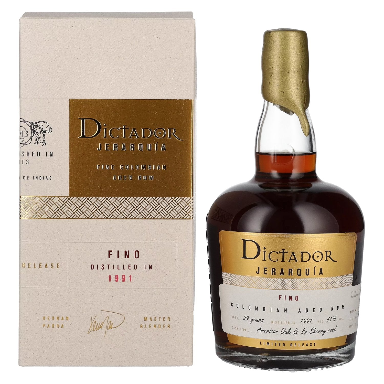 Dictador JERARQUIA 29 Years Old FINO Rum 1991 41% Vol. 0,7l in Giftbox