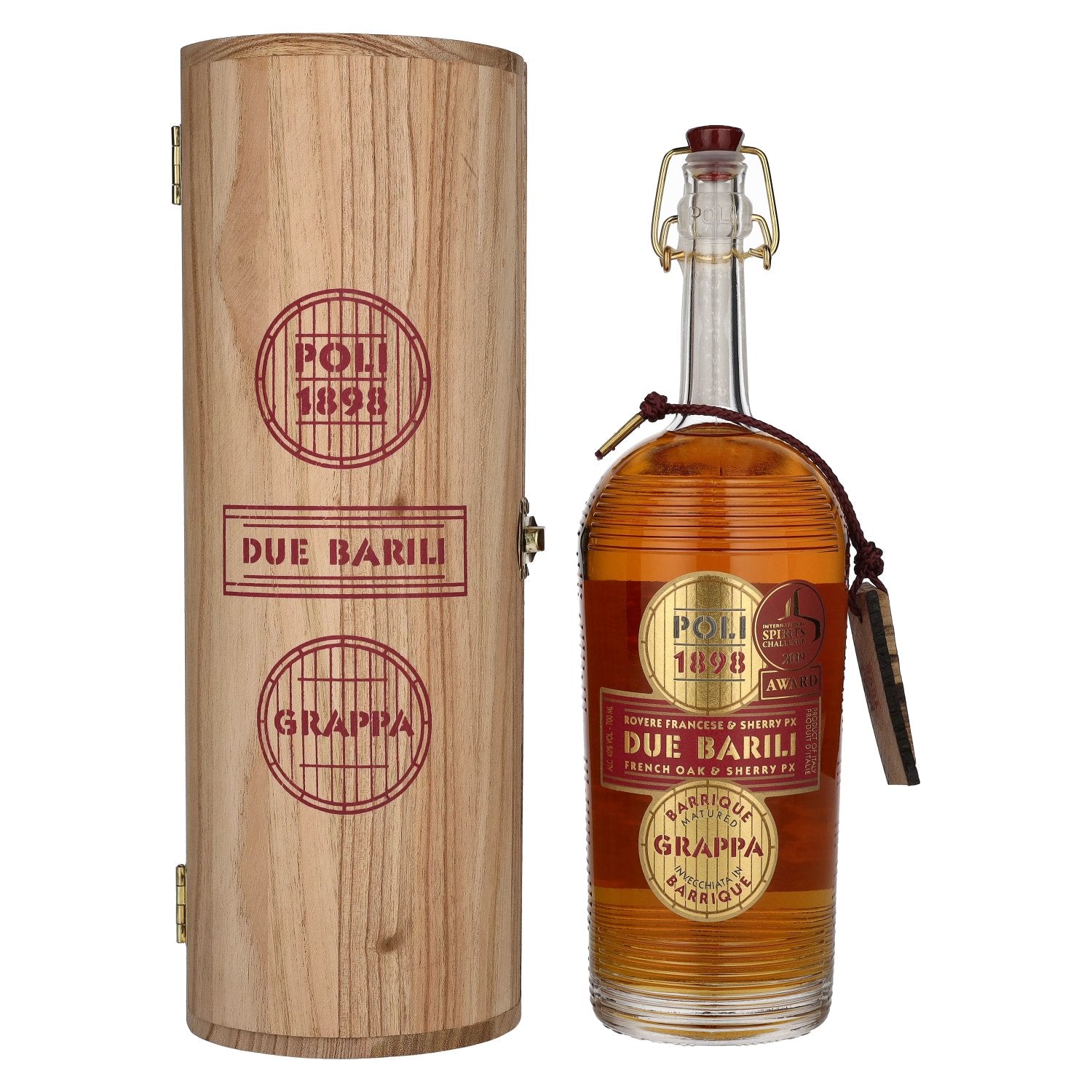 Poli Grappa Barrique Due Barili 40% Vol. 0,7l in Holzkiste