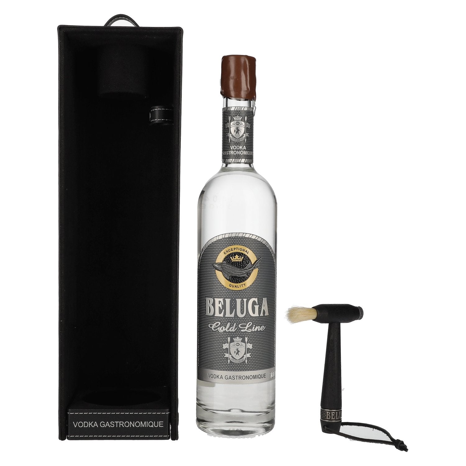 Beluga Gold Line Vodka Montenegro 40% Vol. 0,7l in Giftbox in Lederoptik with Pinsel