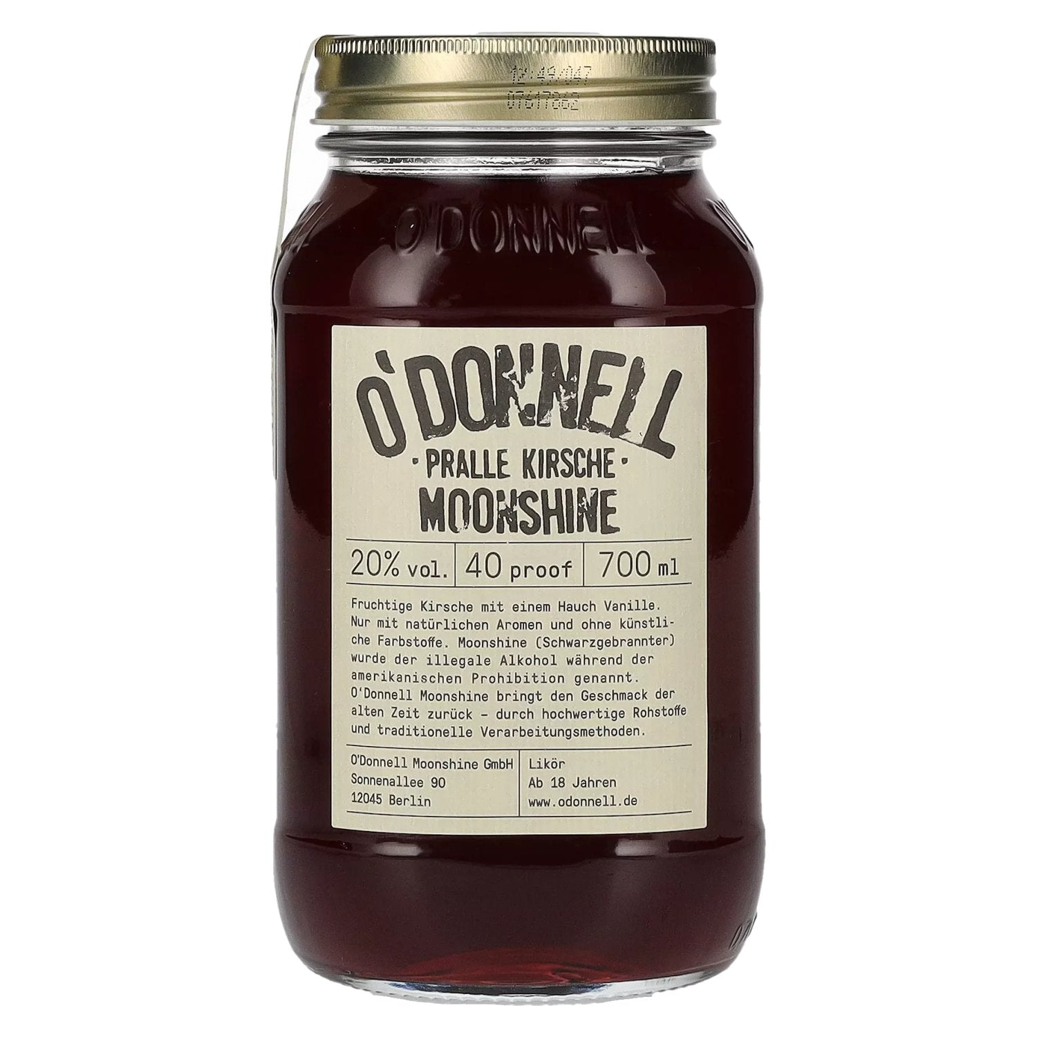 O'Donnell Moonshine PRALLE KIRSCHE Likoer 20% Vol. 0,7l