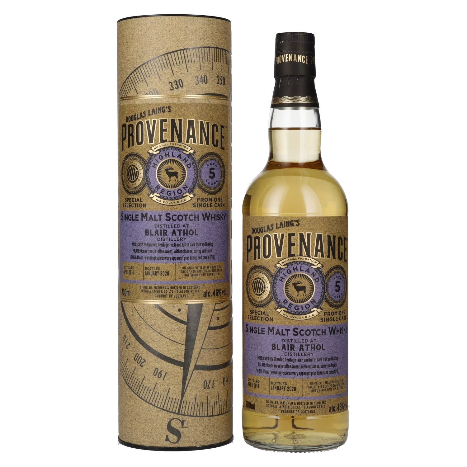 Douglas Laing PROVENANCE Blair Athol 5 Years Old Single Cask Malt 2014 46% Vol. 0,7l in Giftbox