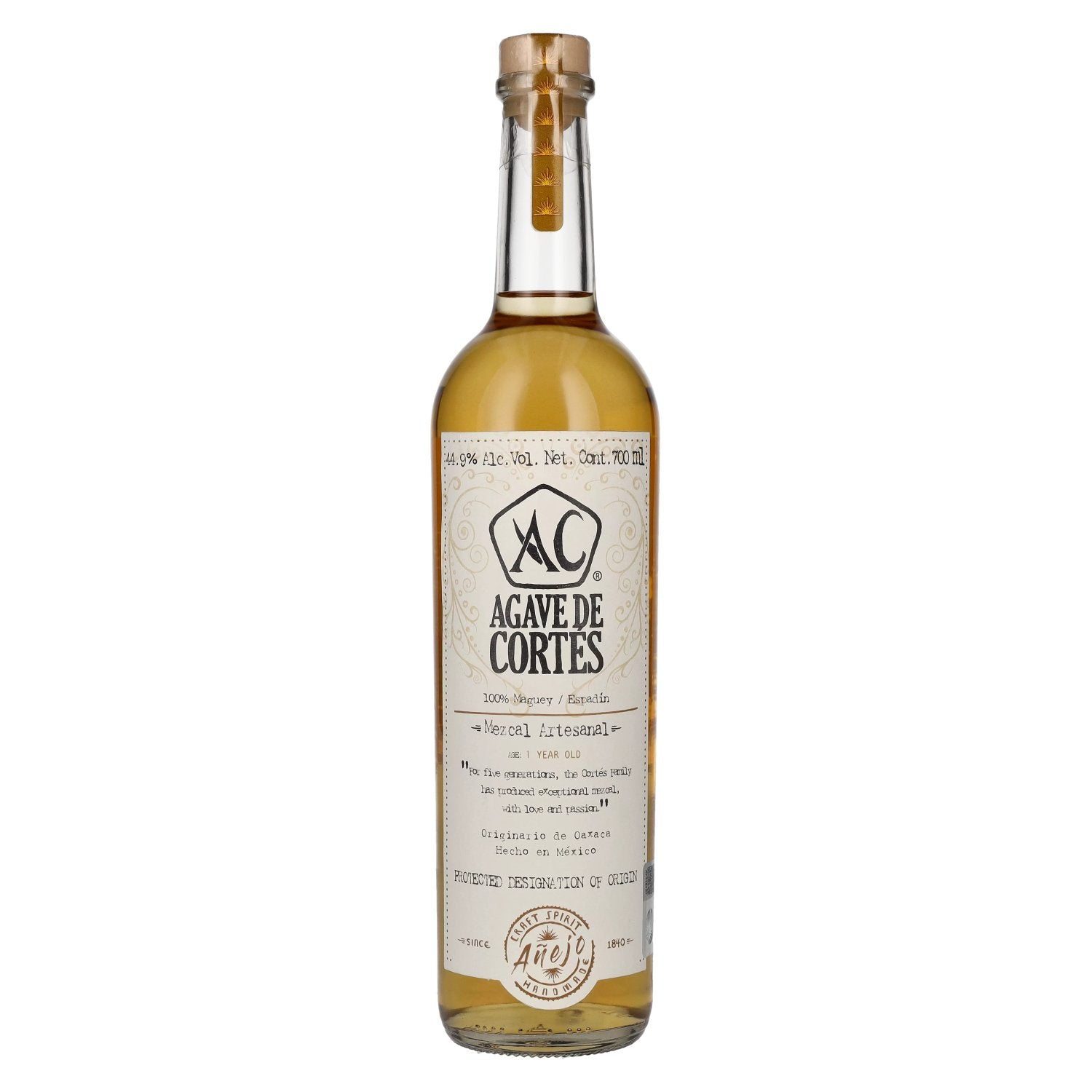 Agave de Cortes Mezcal Artesanal ANEJO 44,9% Vol. 0,7l