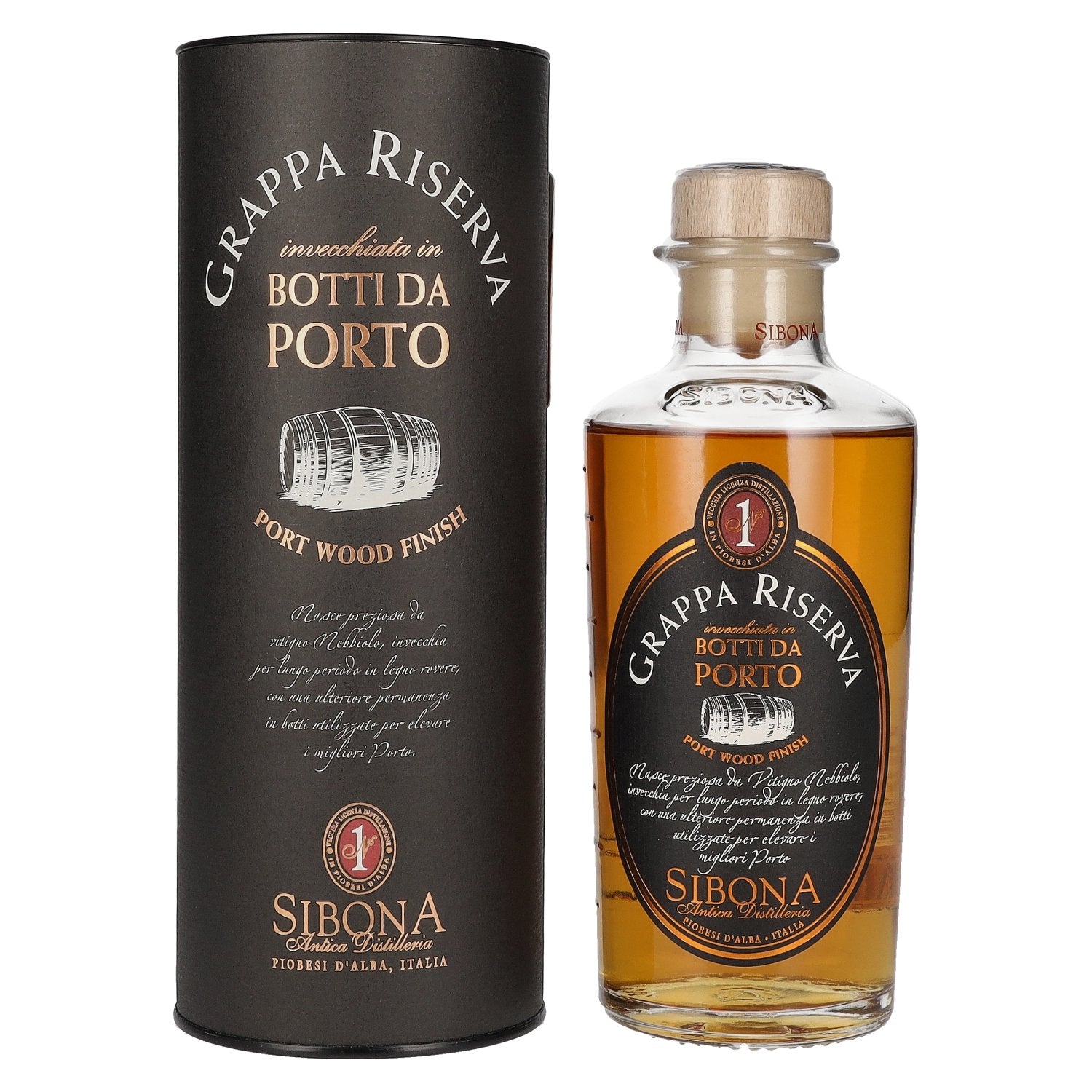 Sibona GRAPPA RISERVA Botti da PORTO 44% Vol. 0,5l in Giftbox