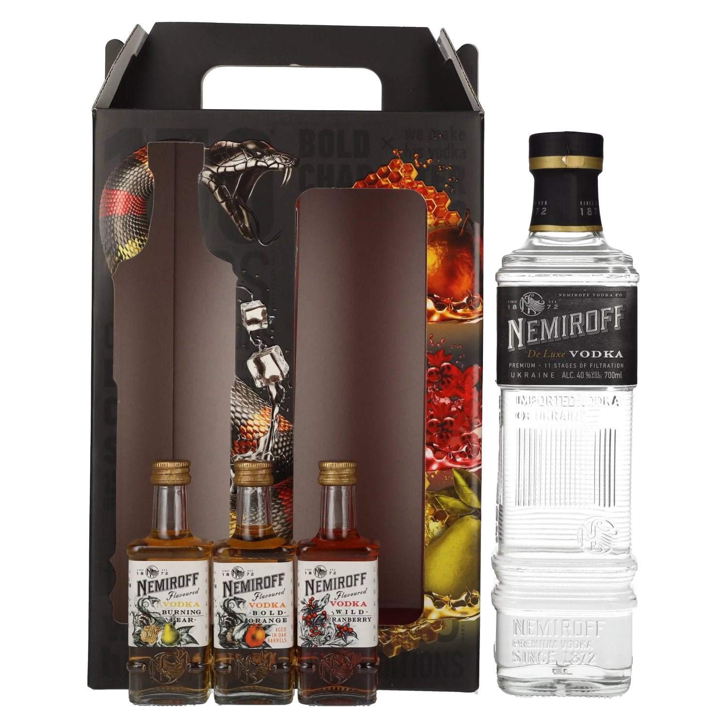 Nemiroff Vodka Set 40% Vol. 0,7l in Giftbox with 3x0,05l