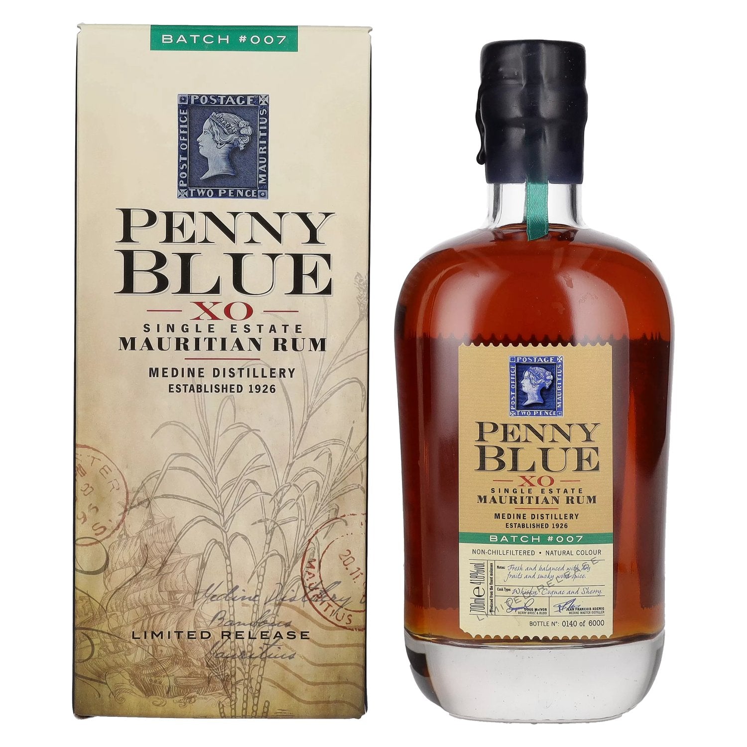 Penny Blue XO Single Estate Mauritian Rum Batch # 007 41,8% Vol. 0,7l in Giftbox