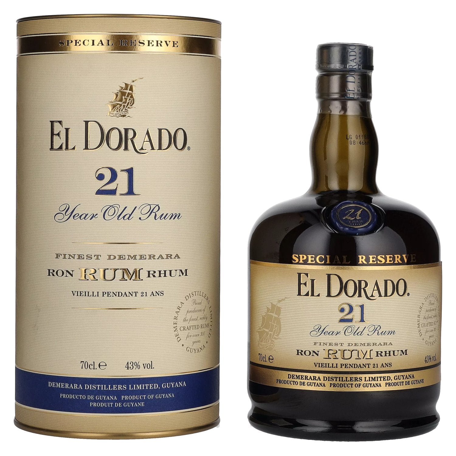 El Dorado 21 Years Old Finest Demerara Rum SPECIAL RESERVE GB 43% Vol. 0,7l in Giftbox