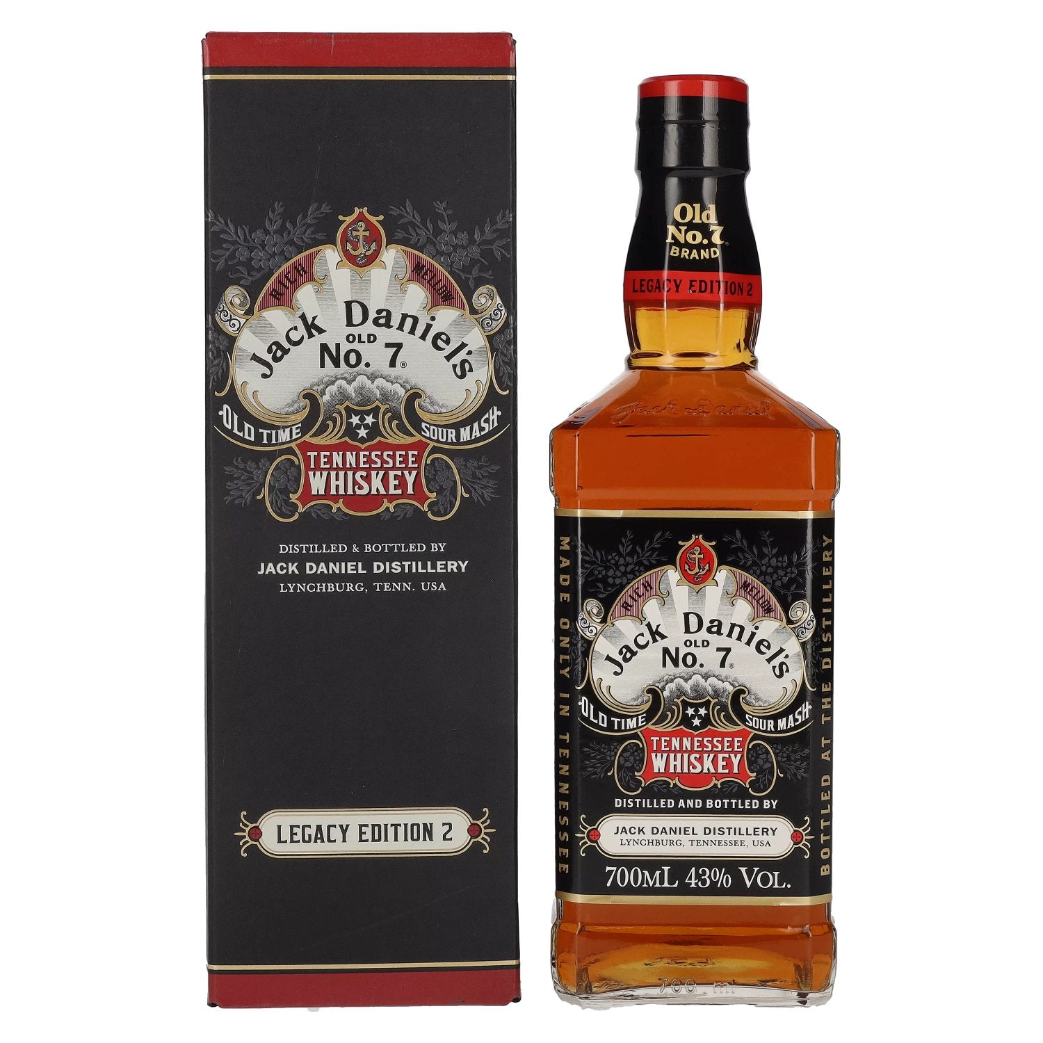 Jack Daniel's Sour Mash Tennessee Whiskey LEGACY EDITION No. 2 - BLACK DESIGN 43% Vol. 0,7l in Giftbox