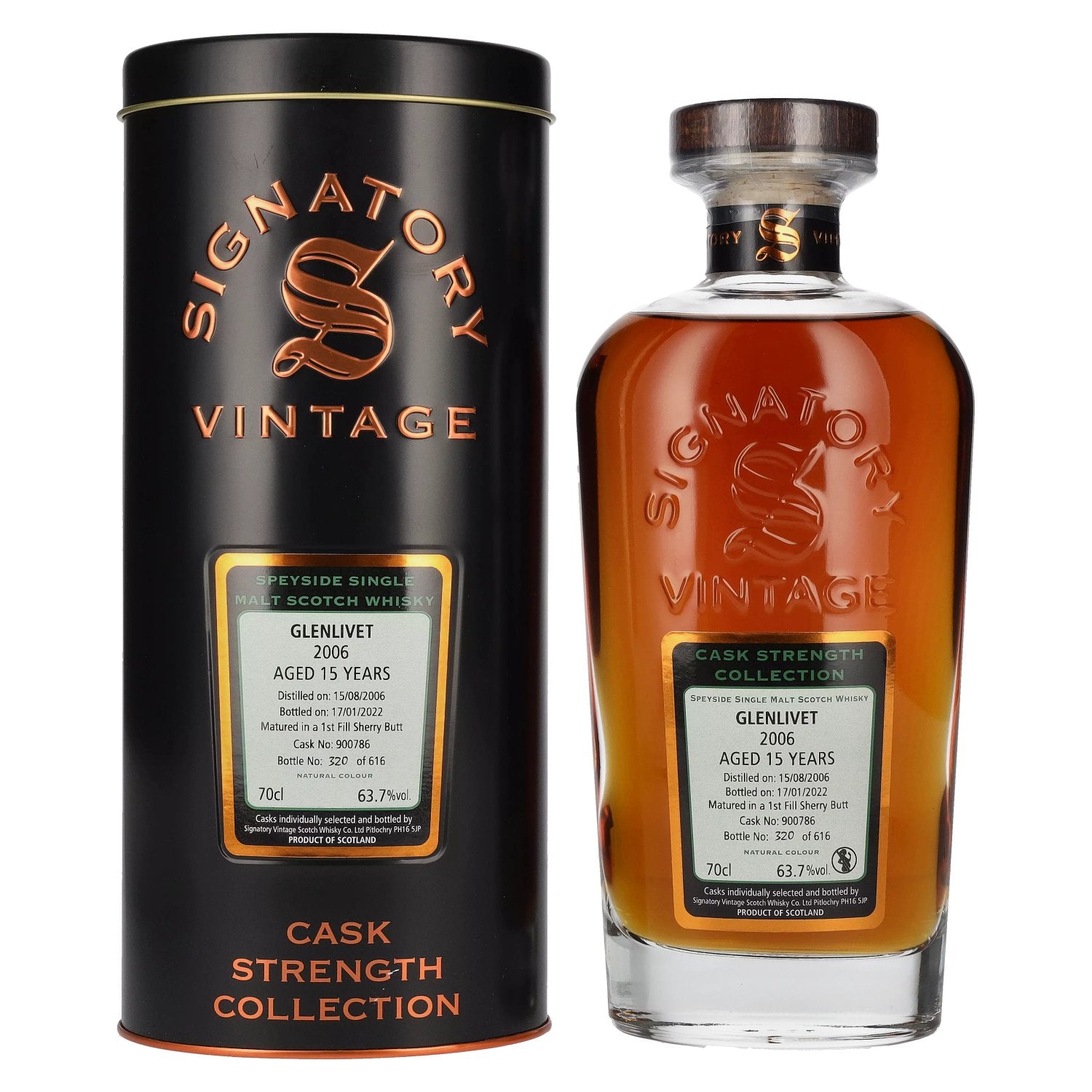 Signatory Vintage GLENLIVET 15 Years Old Cask Strength 2006 63,7% Vol. 0,7l in Tinbox