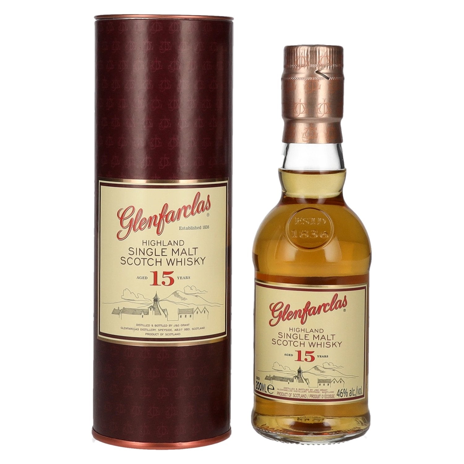 Glenfarclas 15 Years Old Highland Single Malt Scotch Whisky 46% Vol. 0,2l in Giftbox