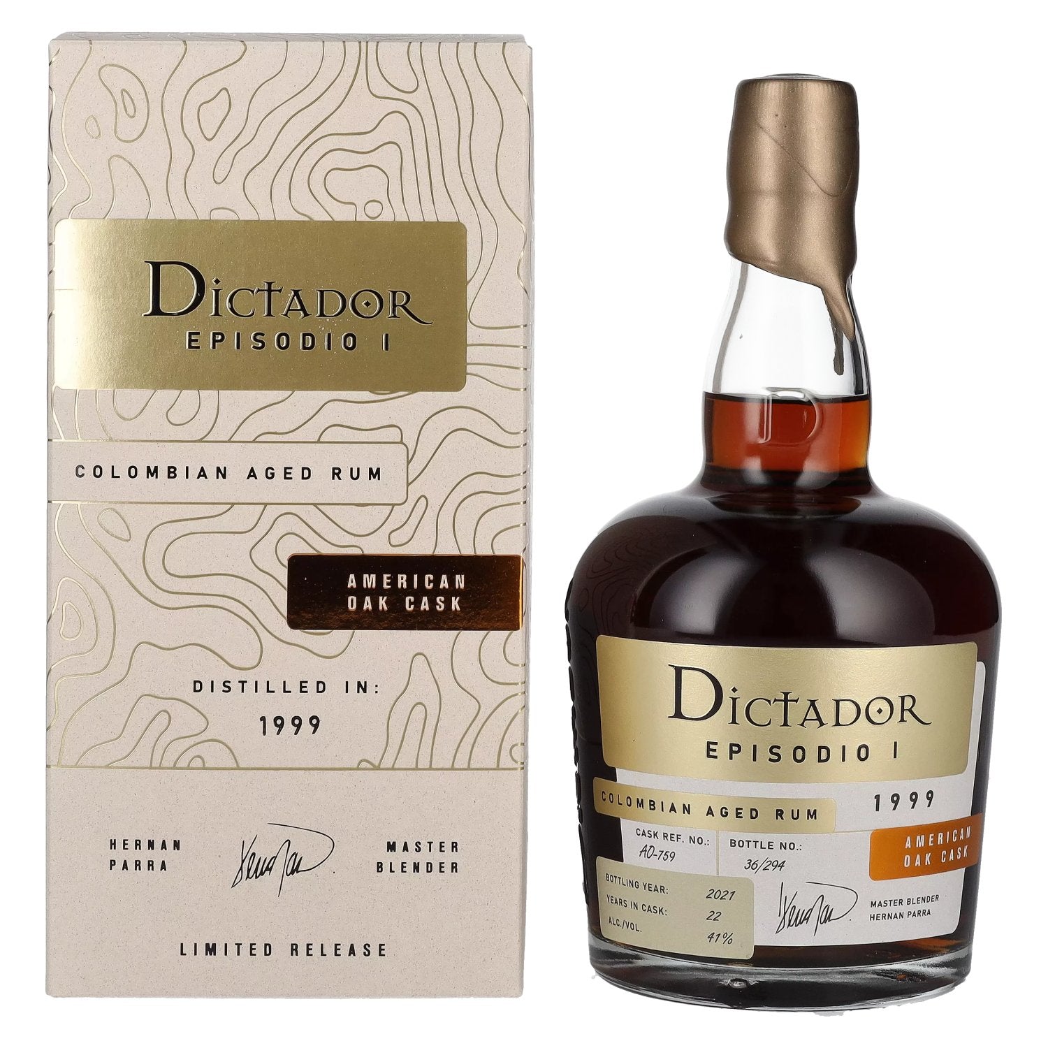 Dictador EPISODIO I 22 Years Old AMERICAN OAK CASK Rum 1999 41% Vol. 0,7l in Giftbox