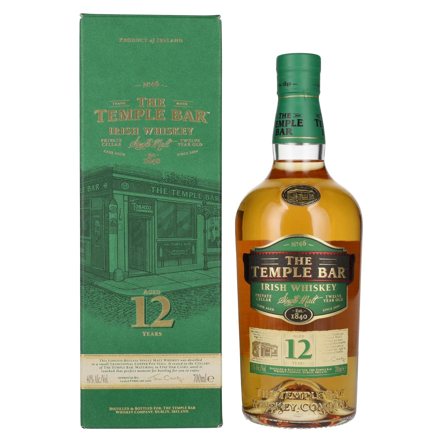 The Temple Bar 12 Years Old Single Malt Irish Whiskey 40% Vol. 0,7l in Giftbox