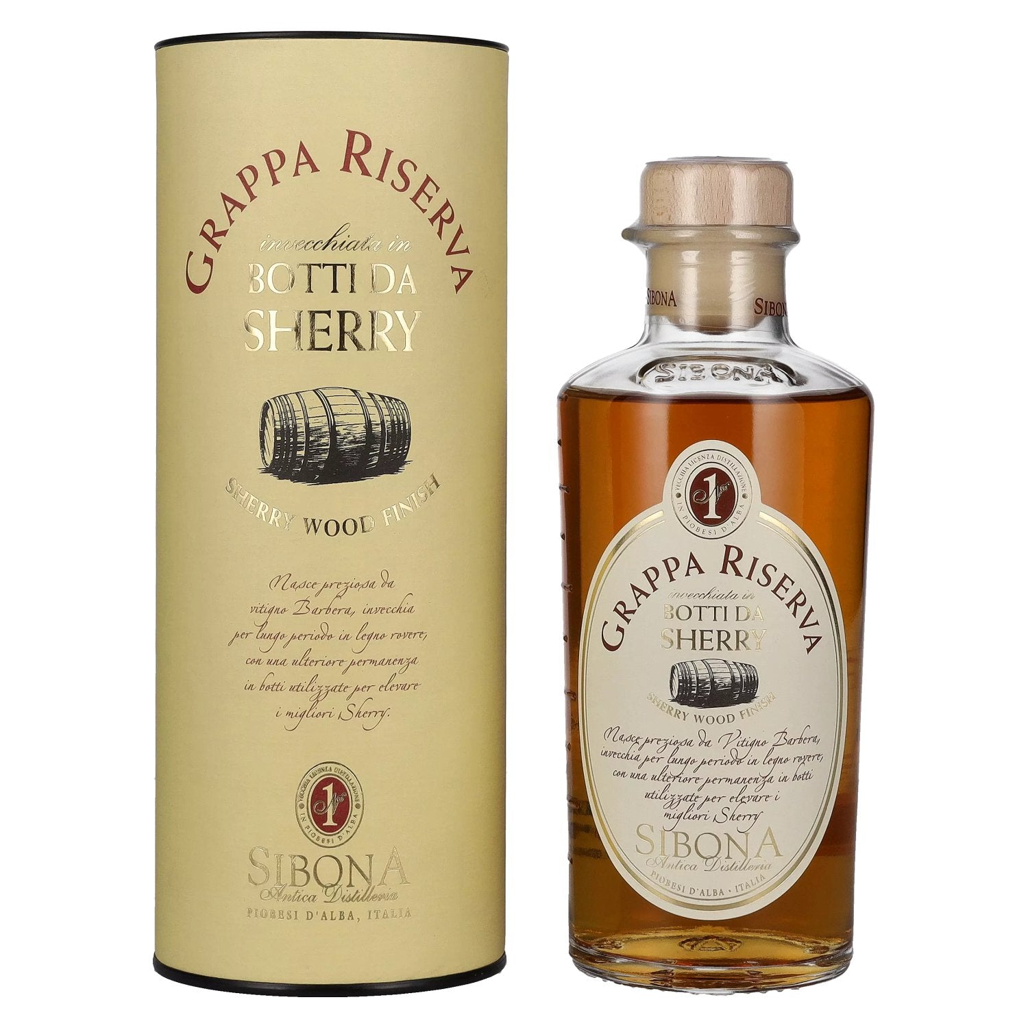 Sibona GRAPPA RISERVA Botti da SHERRY 40% Vol. 0,5l in Giftbox