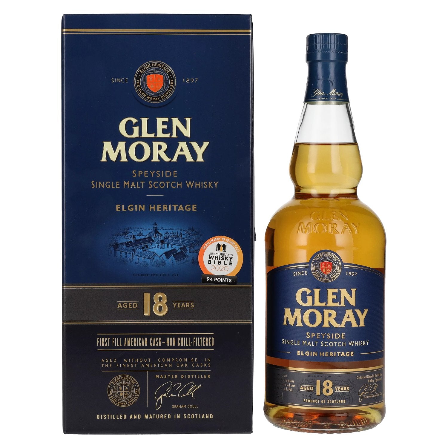 Glen Moray 18 Years Old Elgin Heritage First Fill American Cask 47,2% Vol. 0,7l in Giftbox