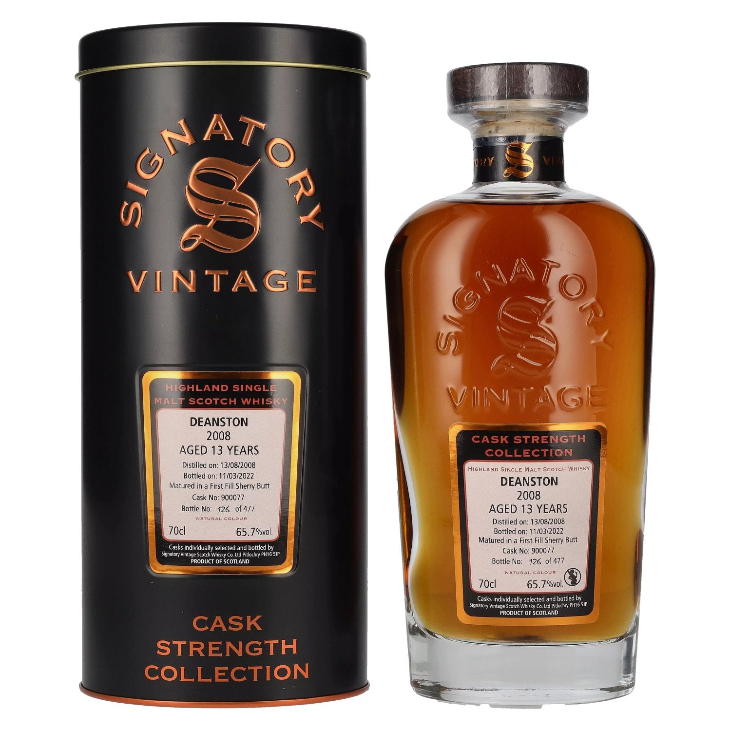 Signatory Vintage DEANSTON 13 Years Old Cask Strength 2008 65,7% Vol. 0,7l in Tinbox