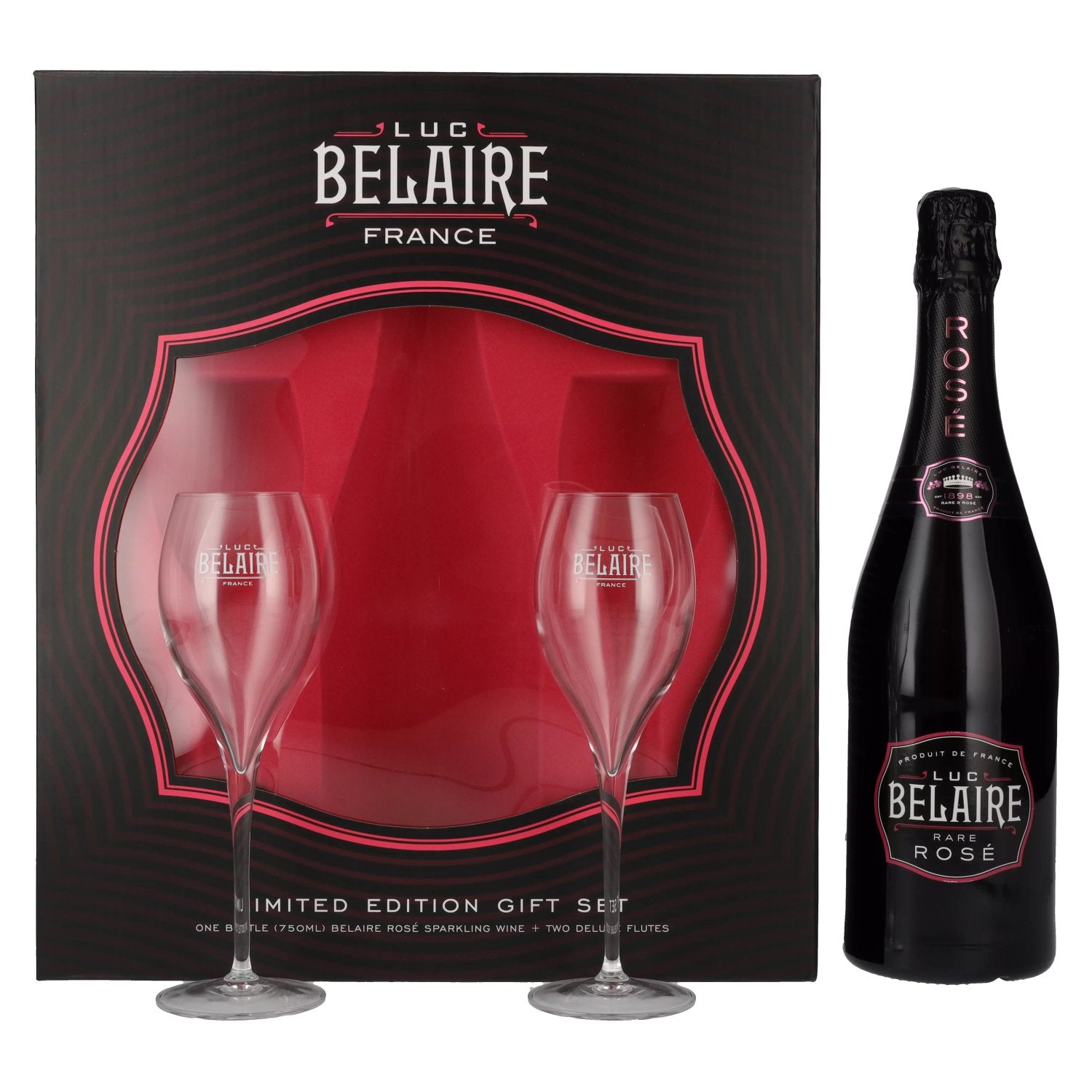 Luc Belaire Rare Rose 12,5% Vol. 0,75l in Giftbox with 2 glasses