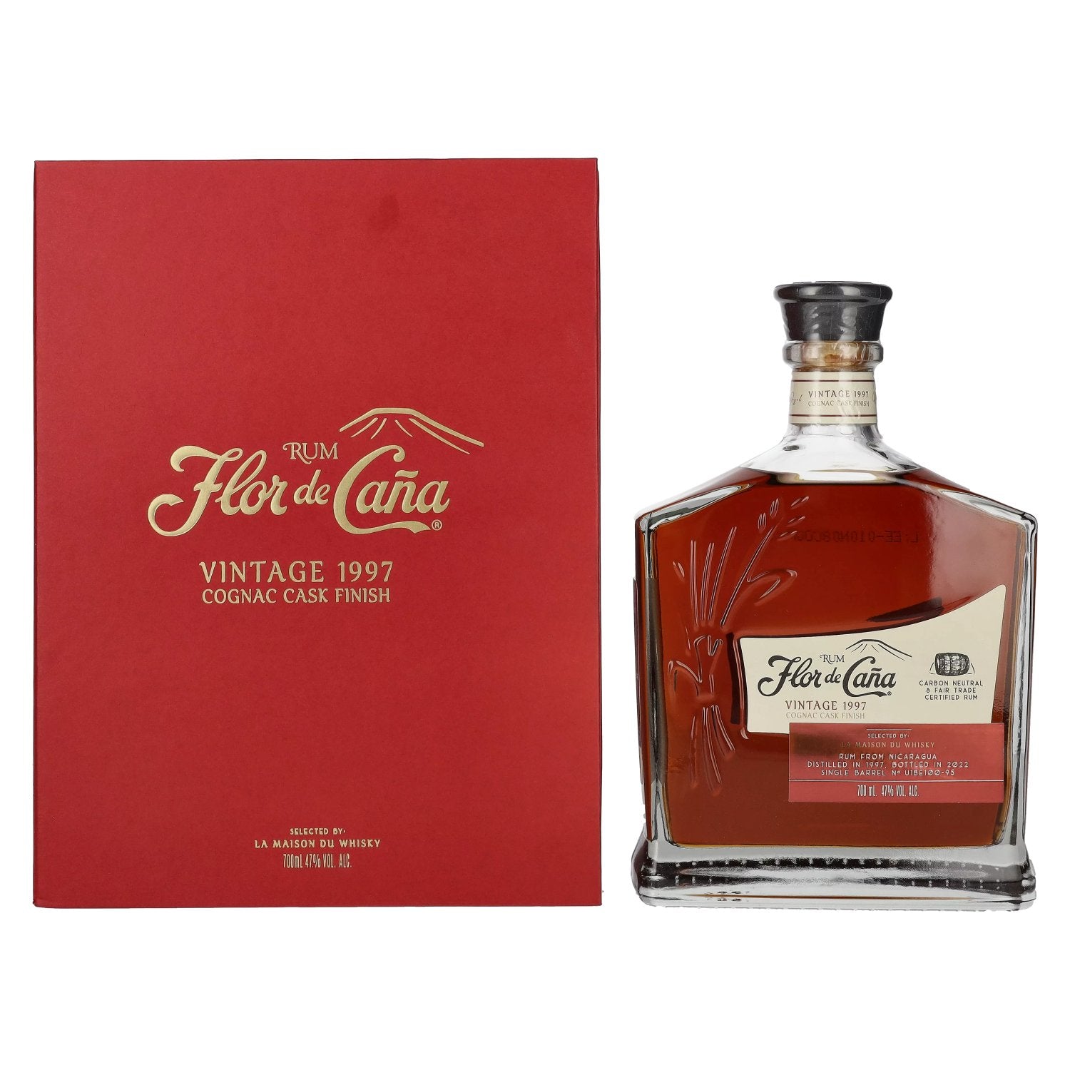 Flor de Cana Rum Cognac Cask Finish Vintage 1997 47% Vol. 0,7l in Giftbox