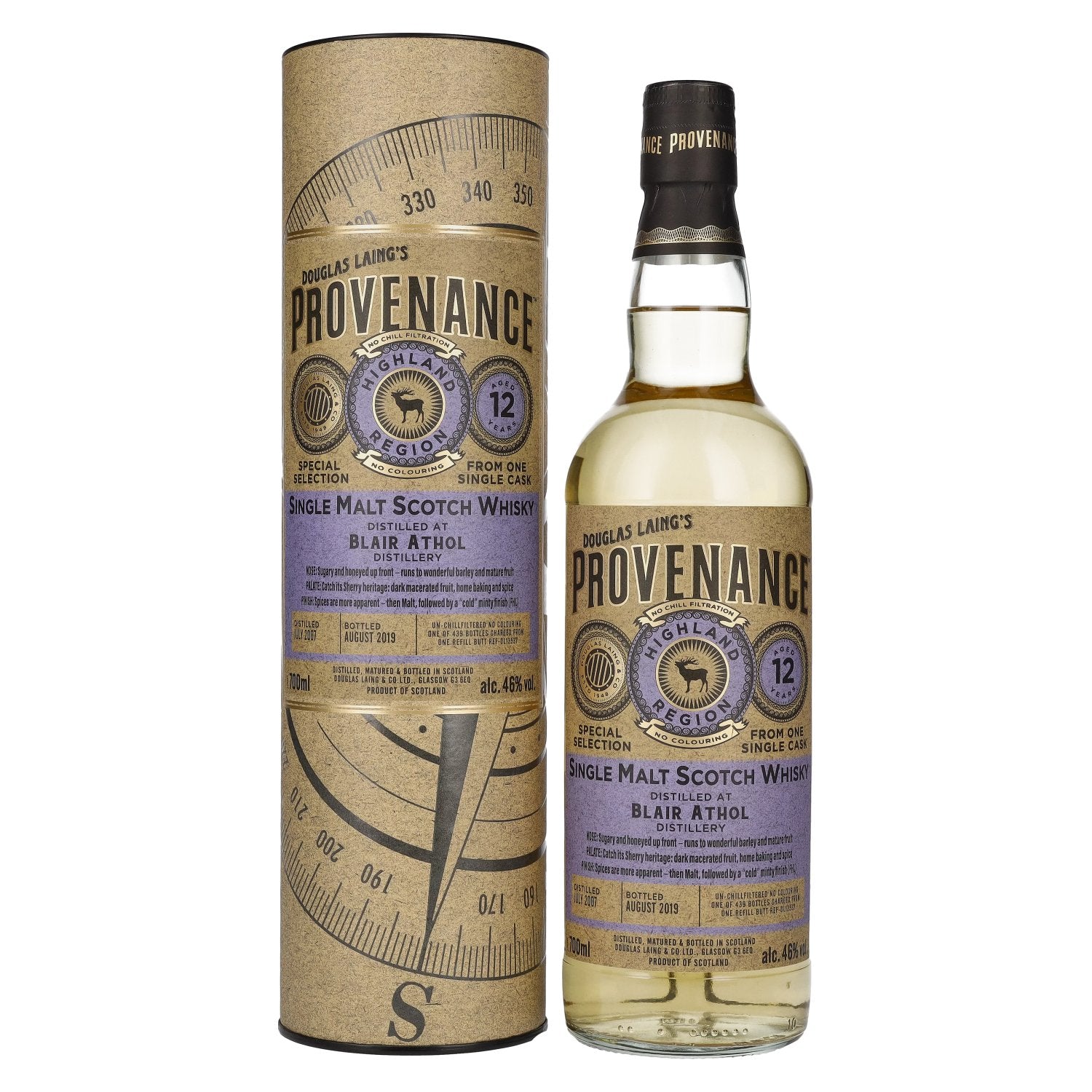 Douglas Laing PROVENANCE Blair Athol 12 Years Old Single Cask Malt 2007 46% Vol. 0,7l in Giftbox