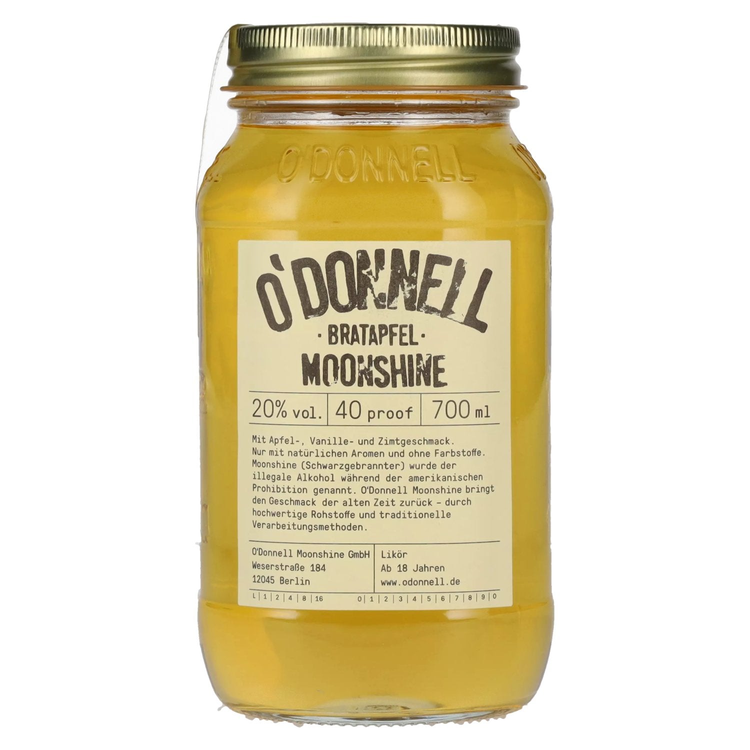 O'Donnell Moonshine BRATAPFEL Likoer 20% Vol. 0,7l