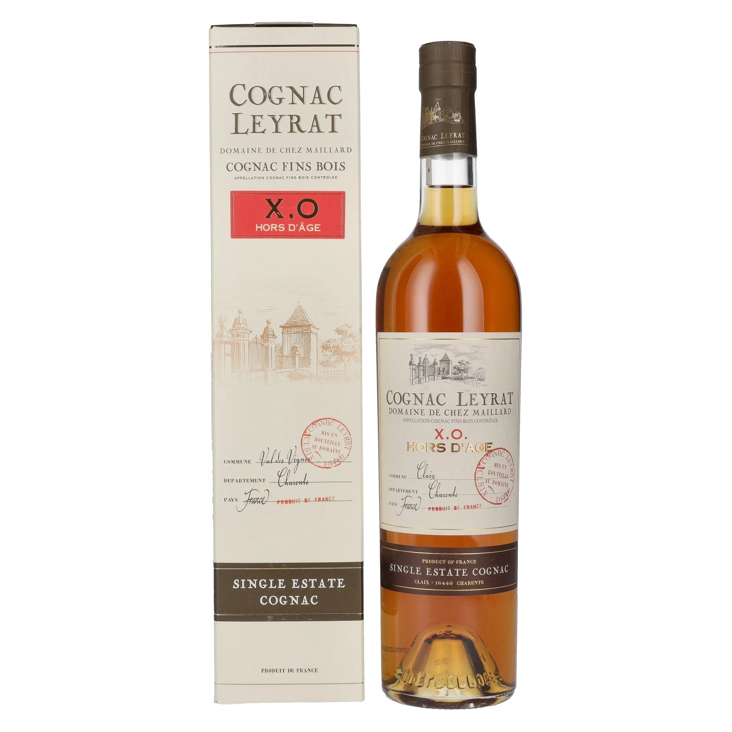 Cognac Leyrat X.O. Hors D'Age Single Estate Cognac 40% Vol. 0,7l in Giftbox