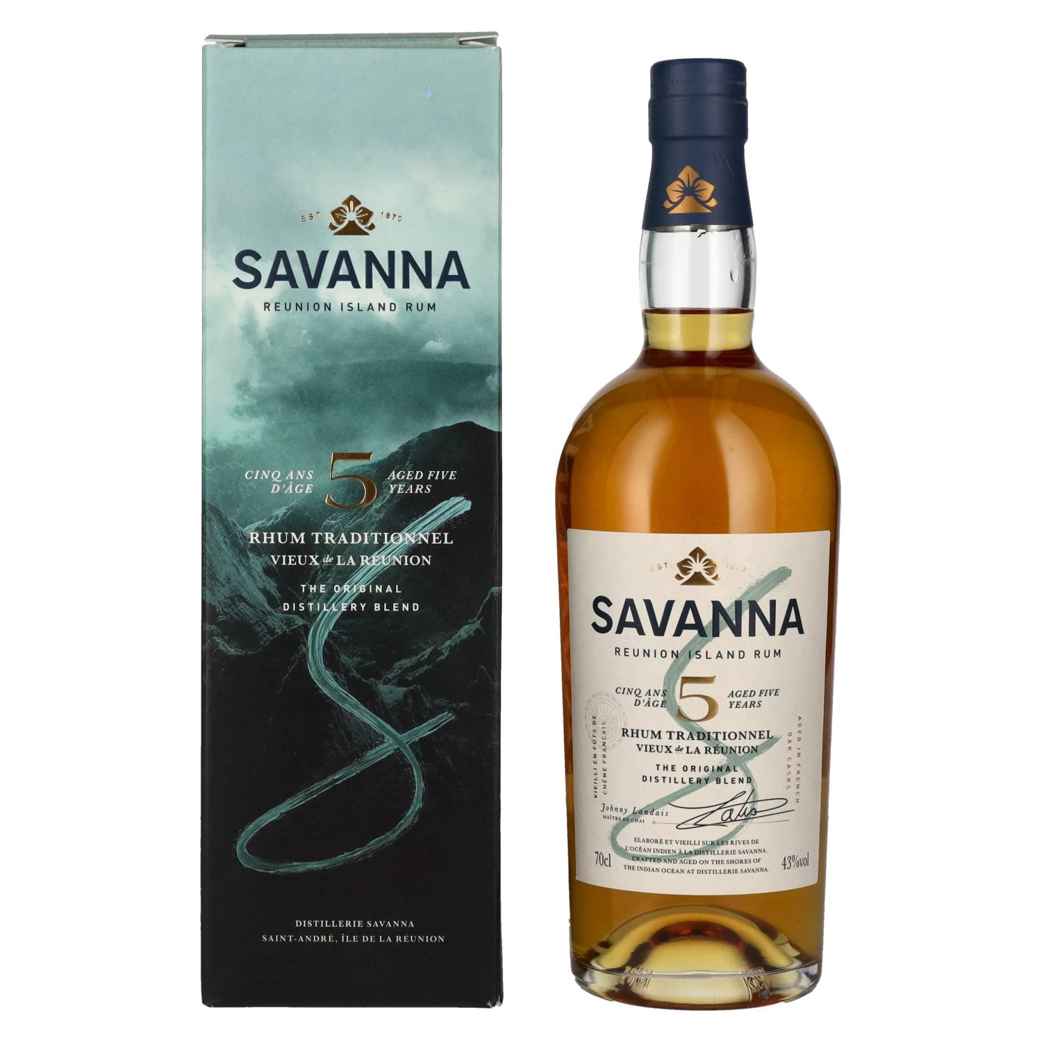 Savanna 5 Years Old Traditionnel Reunion Island Rum 43% Vol. 0,7l in Giftbox