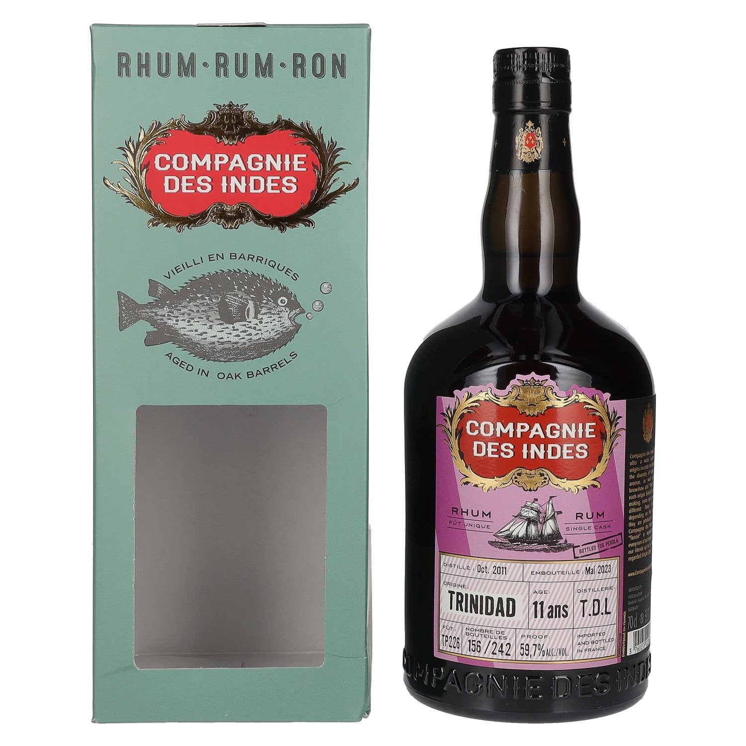 Compagnie des Indes Trinidad T.D.L Rum Single Cask Strength 11 Years Old 2011 59,7% Vol. 0,7l in Giftbox