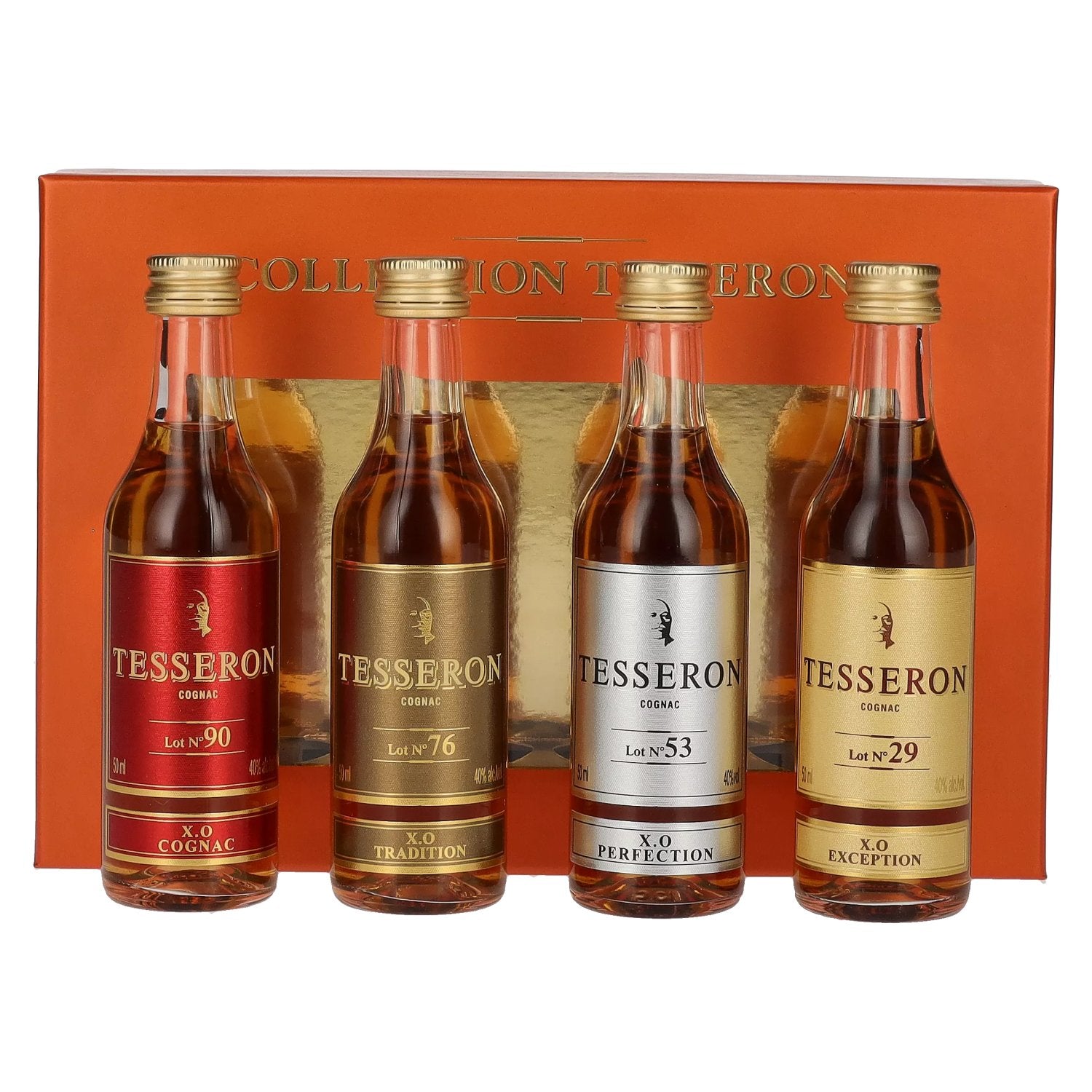 Tesseron Cognac XO Miniature Collection Tesseron (Lot NÂ° 90/76/53/29) 40% Vol. 4x0,05l in Giftbox