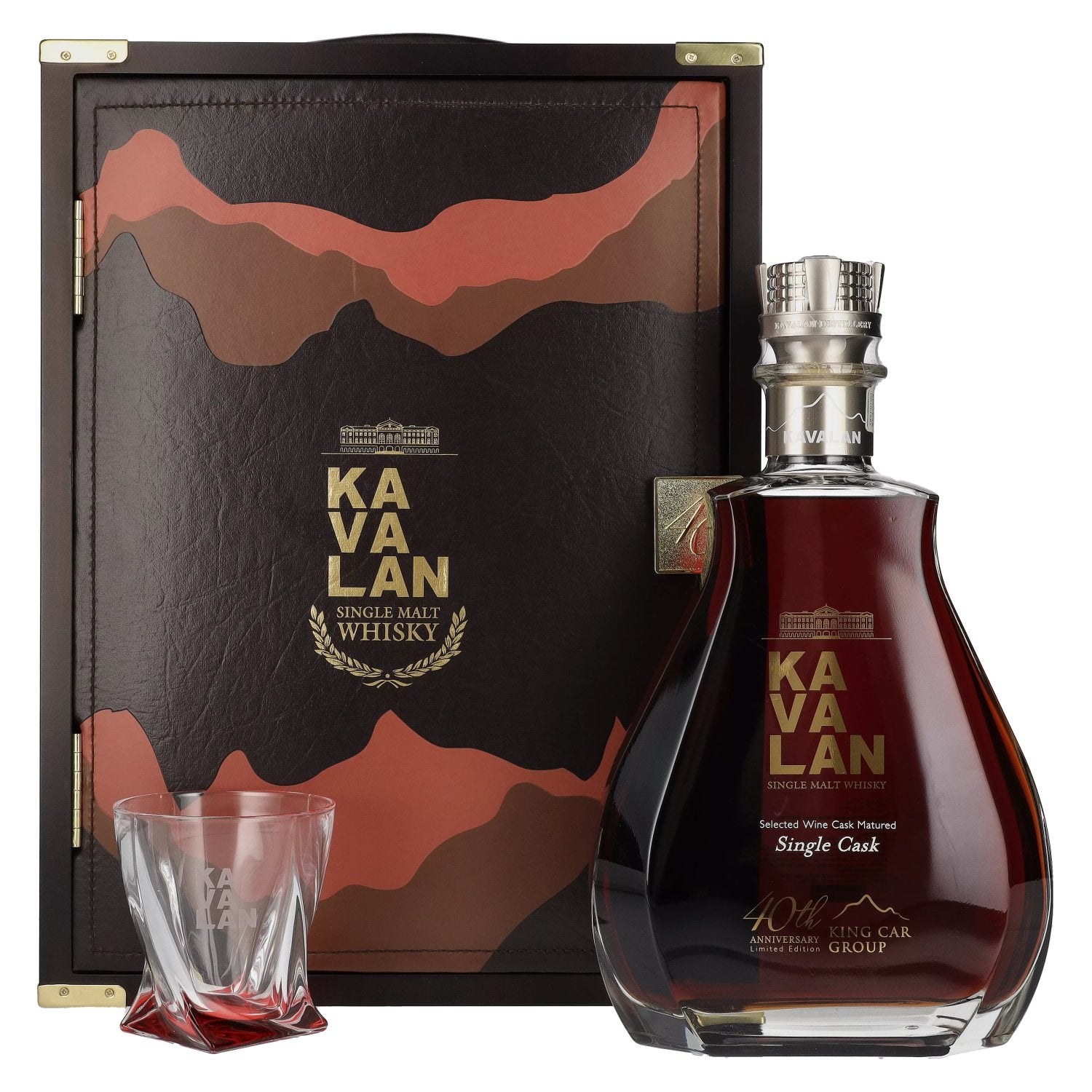 Kavalan KING CAR GROUP 40th ANNIVERSARY Single Malt Whisky 56,3% Vol. 1,5l in Holzkiste with glass