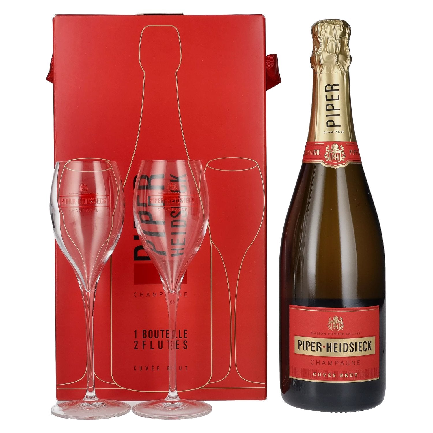 Piper-Heidsieck Champagne CUVEE BRUT 12% Vol. 0,75l in Giftbox with 2 glasses