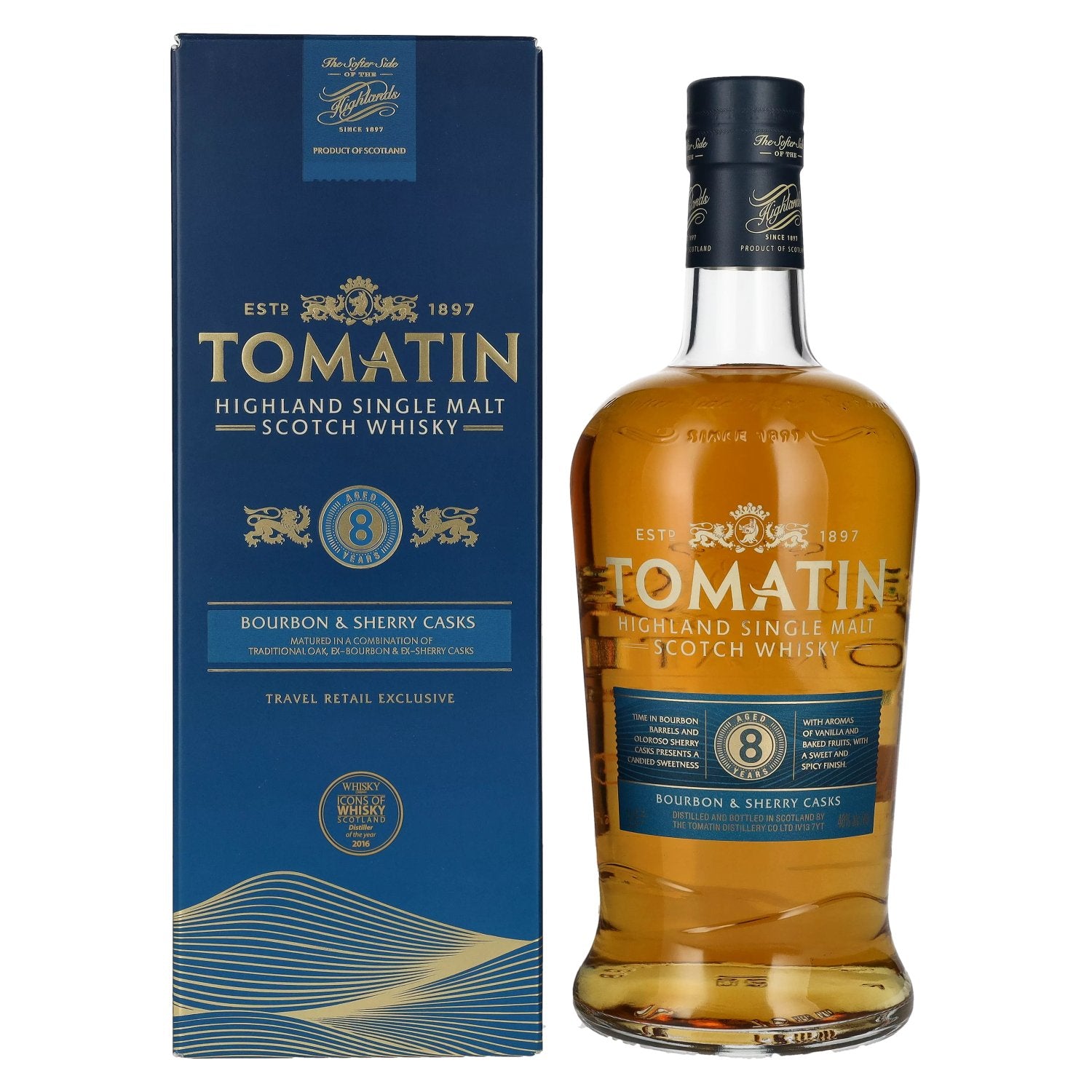 Tomatin 8 Years Old BOURBON & SHERRY CASKS GB 40% Vol. 1l in Giftbox