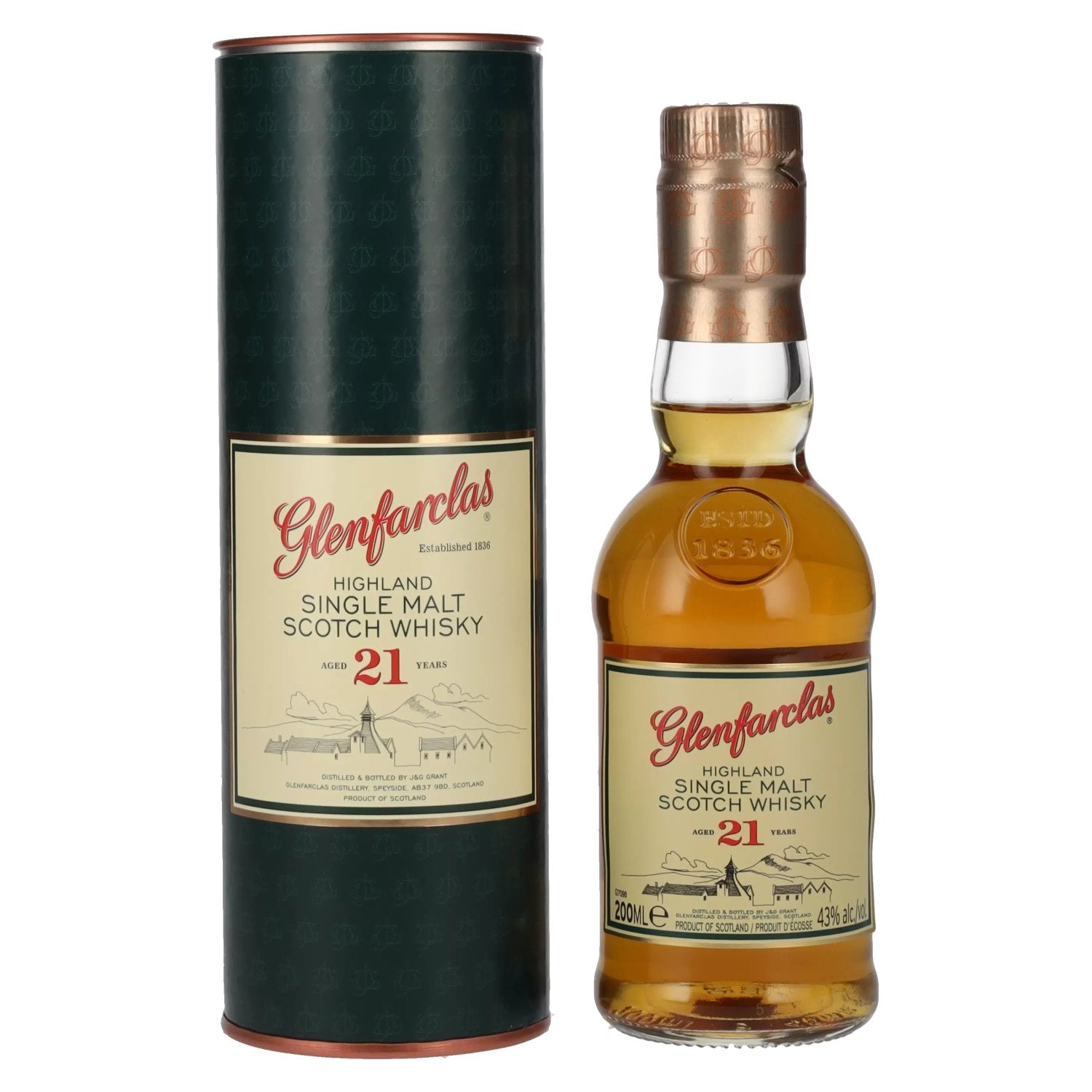 Glenfarclas 21 Years Old Highland Single Malt Scotch Whisky 43% Vol. 0,2l in Giftbox