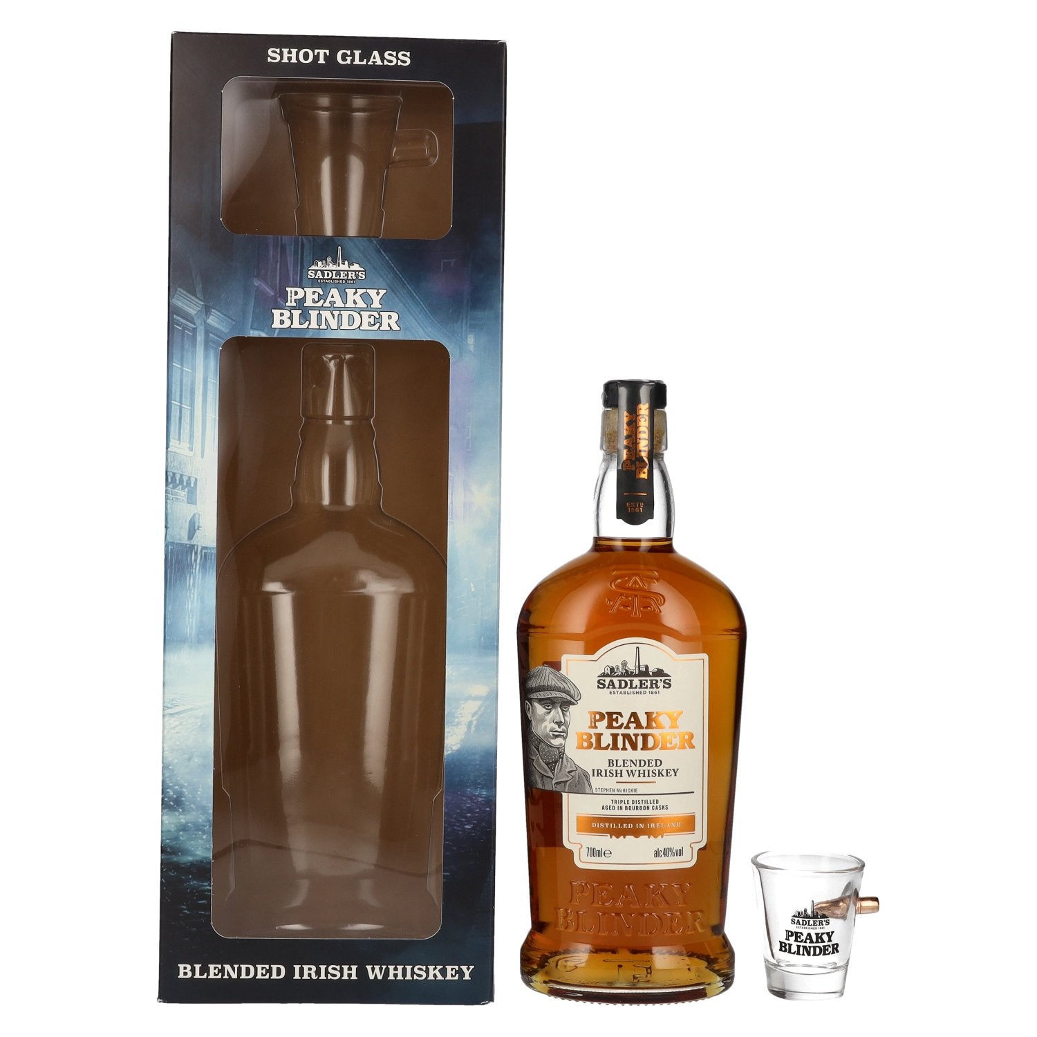 Peaky Blinder Blended Irish Whiskey 40% Vol. 0,7l with Shotglas