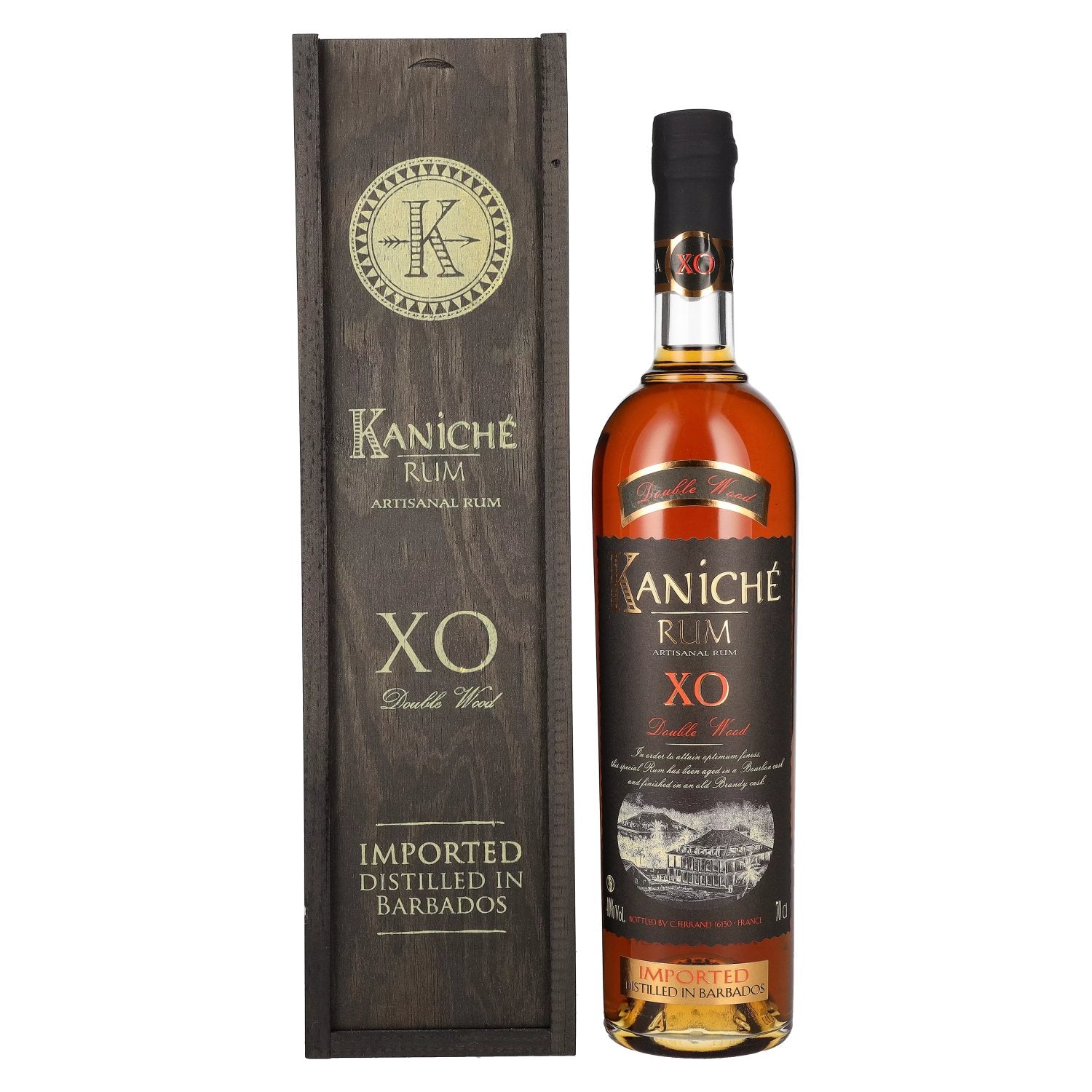 Kaniche Rum XO Double Wood Artisanal Rum 40% Vol. 0,7l in Holzkiste