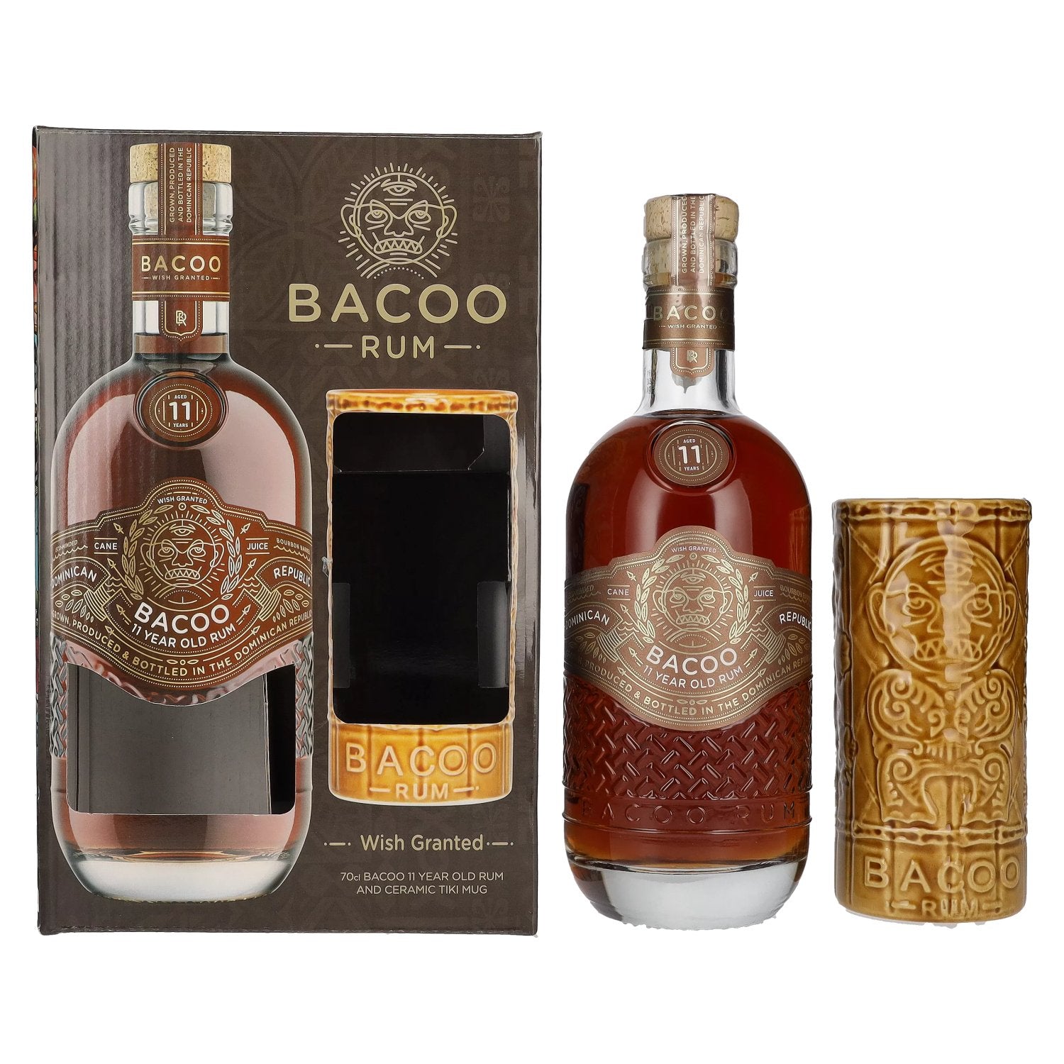 Bacoo 11 Years Old Rum 40% Vol. 0,7l in Giftbox with Tiki Mug