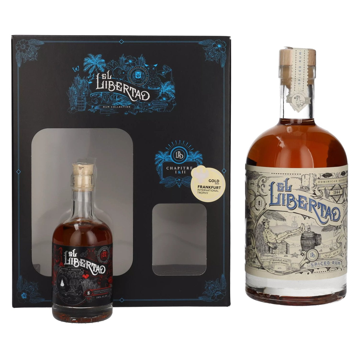 El Libertad Spiced Rum CHAPITRE I & II 40,2% Vol. 0,7l in Giftbox with Chapter II Mini 0,1l