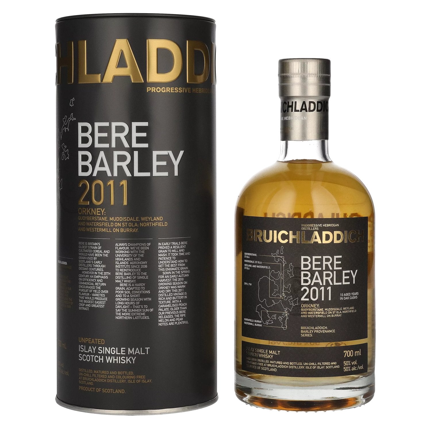 Bruichladdich BERE BARLEY 10 Years Old 2011 50% Vol. 0,7l in Tinbox