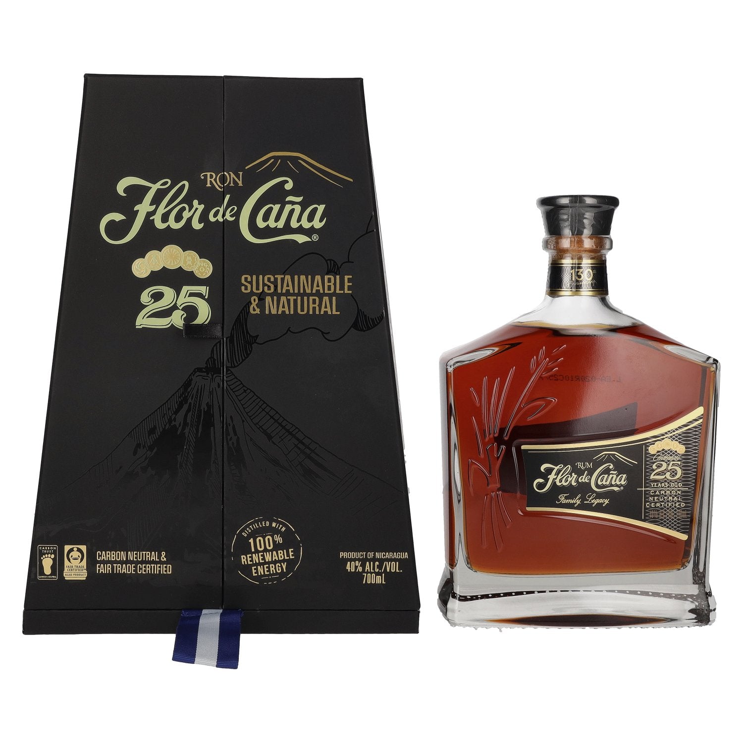 Flor de Cana 25 Years Old Slow Aged Single Estate Rum 40% Vol. 0,7l in Giftbox