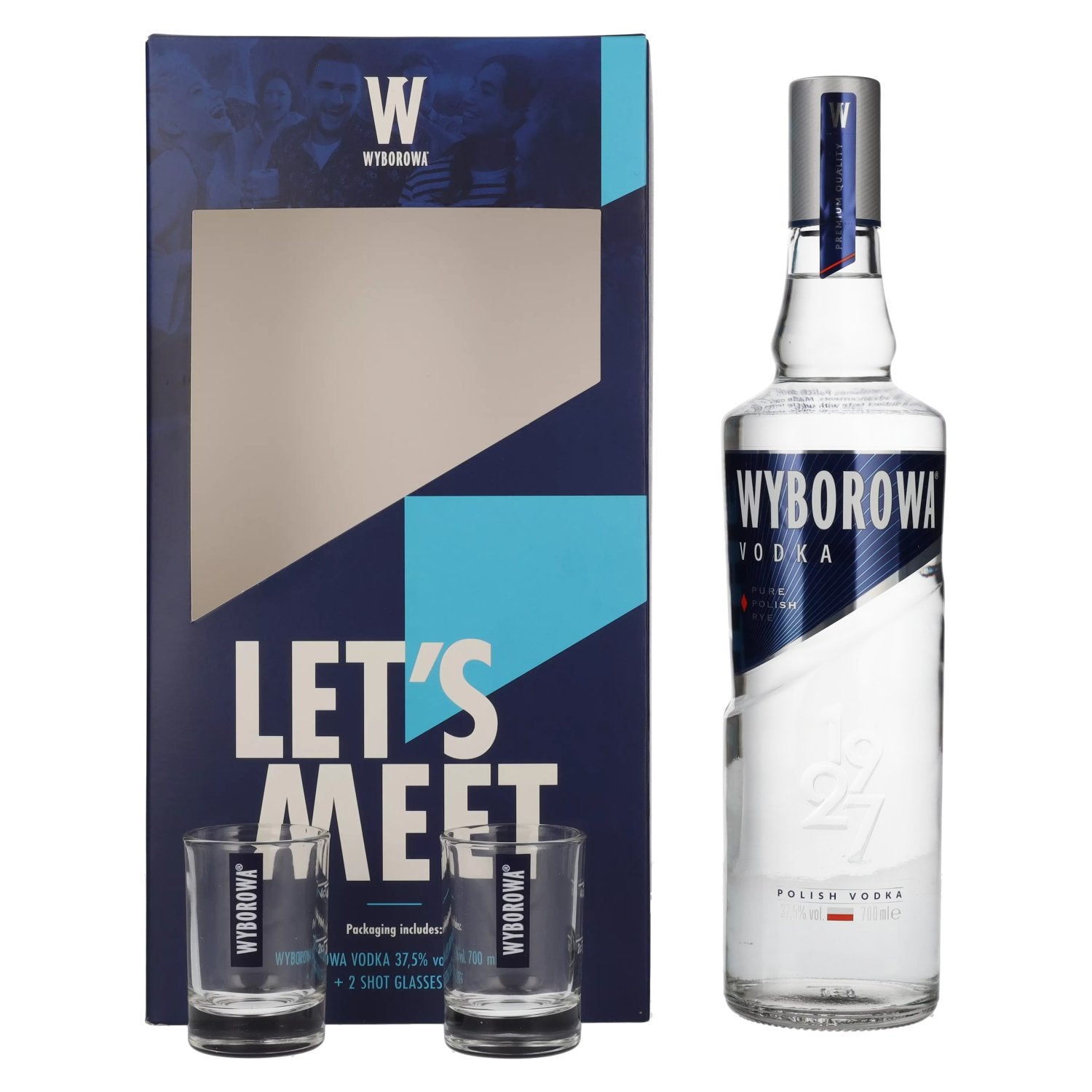 Wyborowa Wodka 37,5% Vol. 0,7l in Giftbox with 2 Shotglaesern