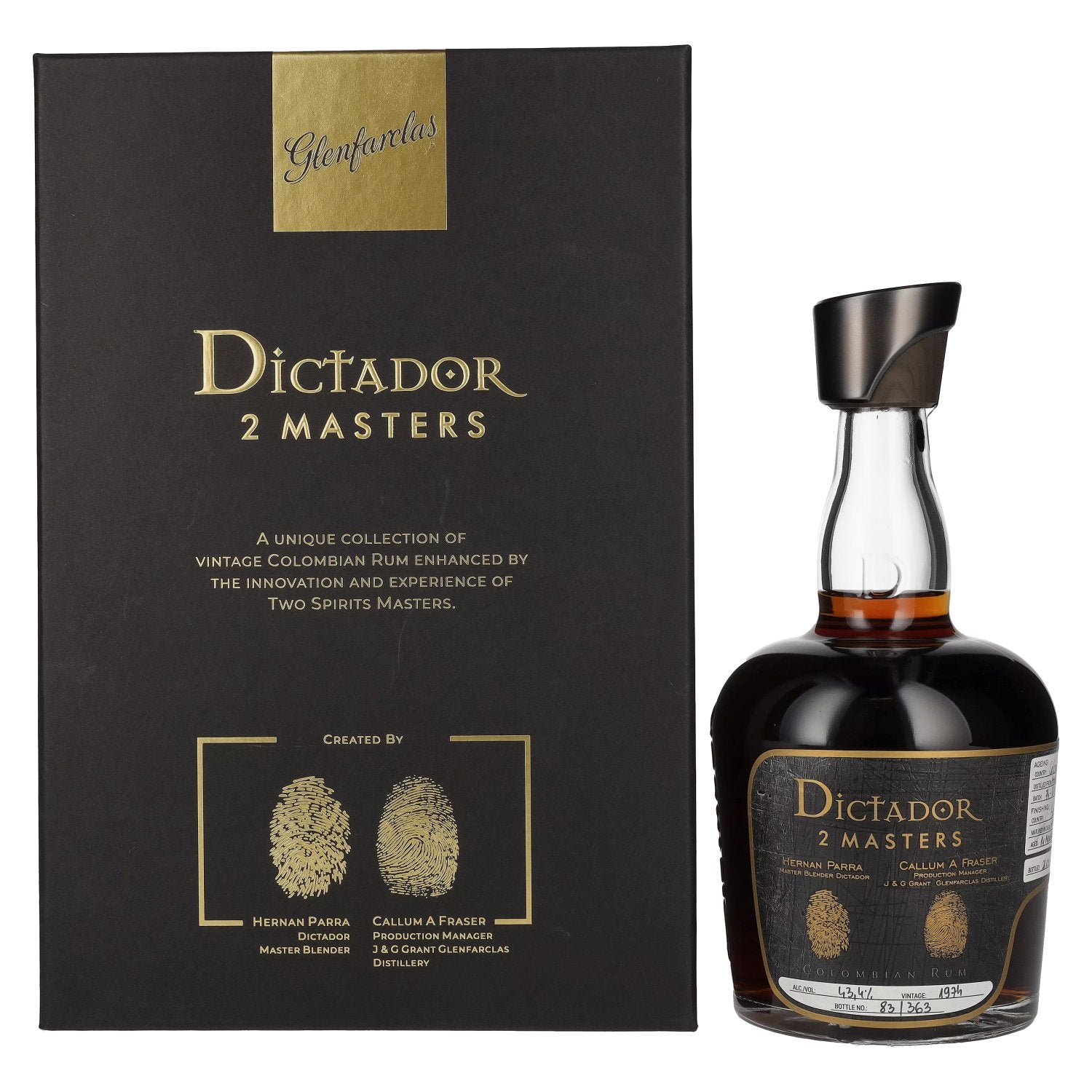 Dictador 2 MASTERS 1974 44 Years Old Colombian Rum Glenfarclas Finish 2nd Release 43,4% Vol. 0,7l in Giftbox