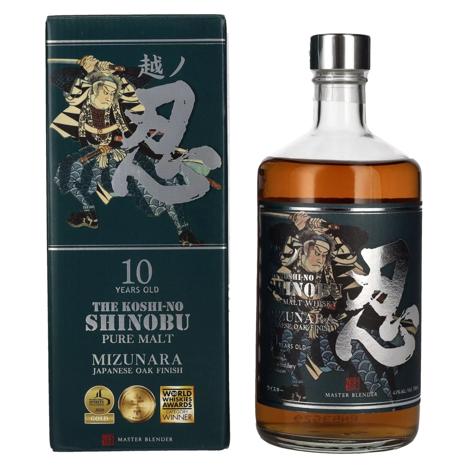 The Shinobu Pure Malt 10 Years Old Whisky MIZUNARA Japanese Oak Finish 43% Vol. 0,7l in Giftbox