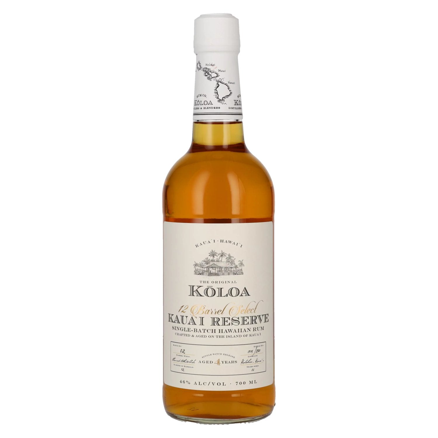 KÅloa Kaua'i RESERVE 12 Barrel Select Single-Batch Hawaiian Rum 46% Vol. 0,7l