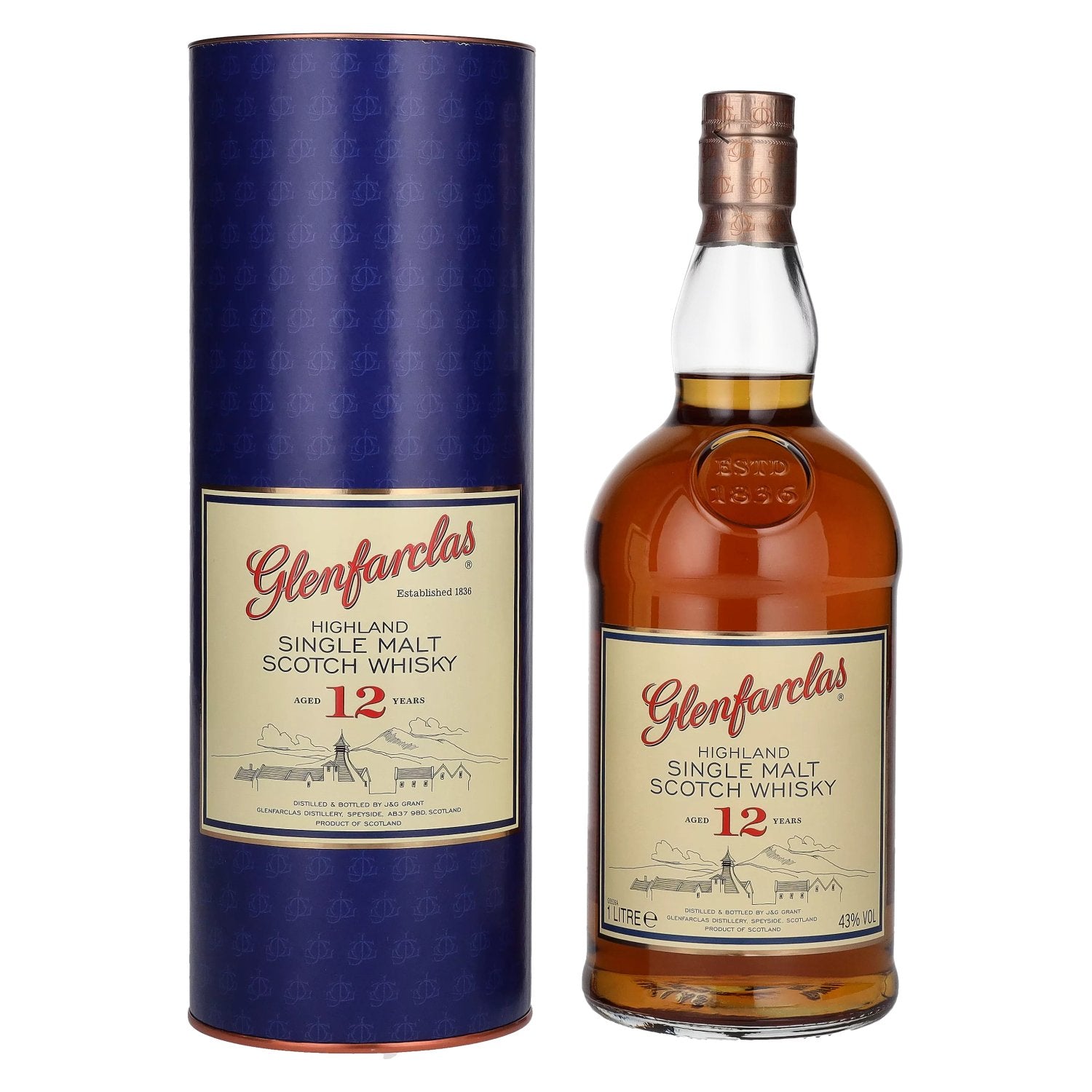 Glenfarclas 12 Years Old Highland Single Malt Scotch Whisky 43% Vol. 1l in Giftbox