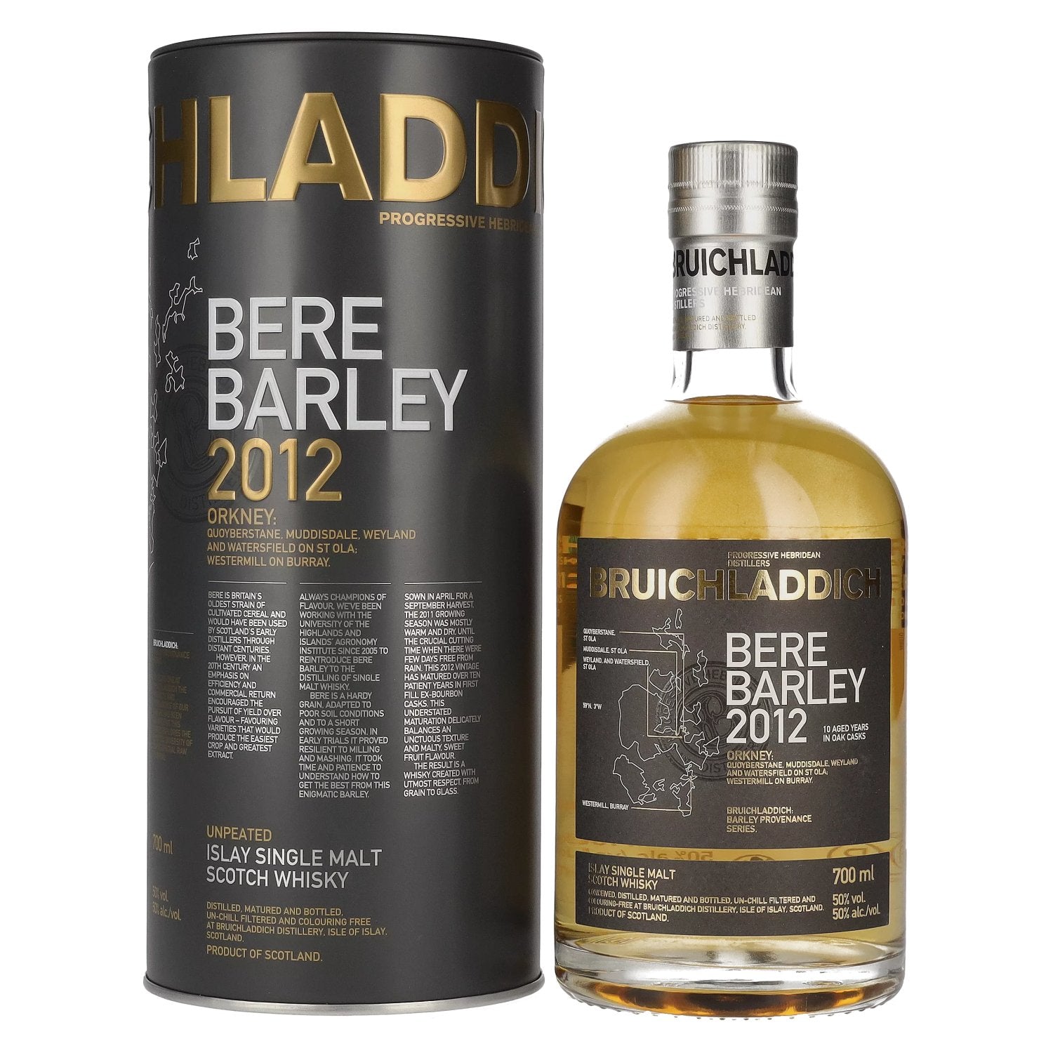 Bruichladdich BERE BARLEY 10 Years Old 2012 50% Vol. 0,7l in Tinbox