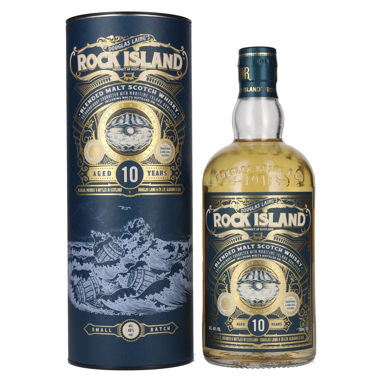 Douglas Laing ROCK ISLAND 10 Years Old Blended Malt 46% Vol. 0,7l in Giftbox