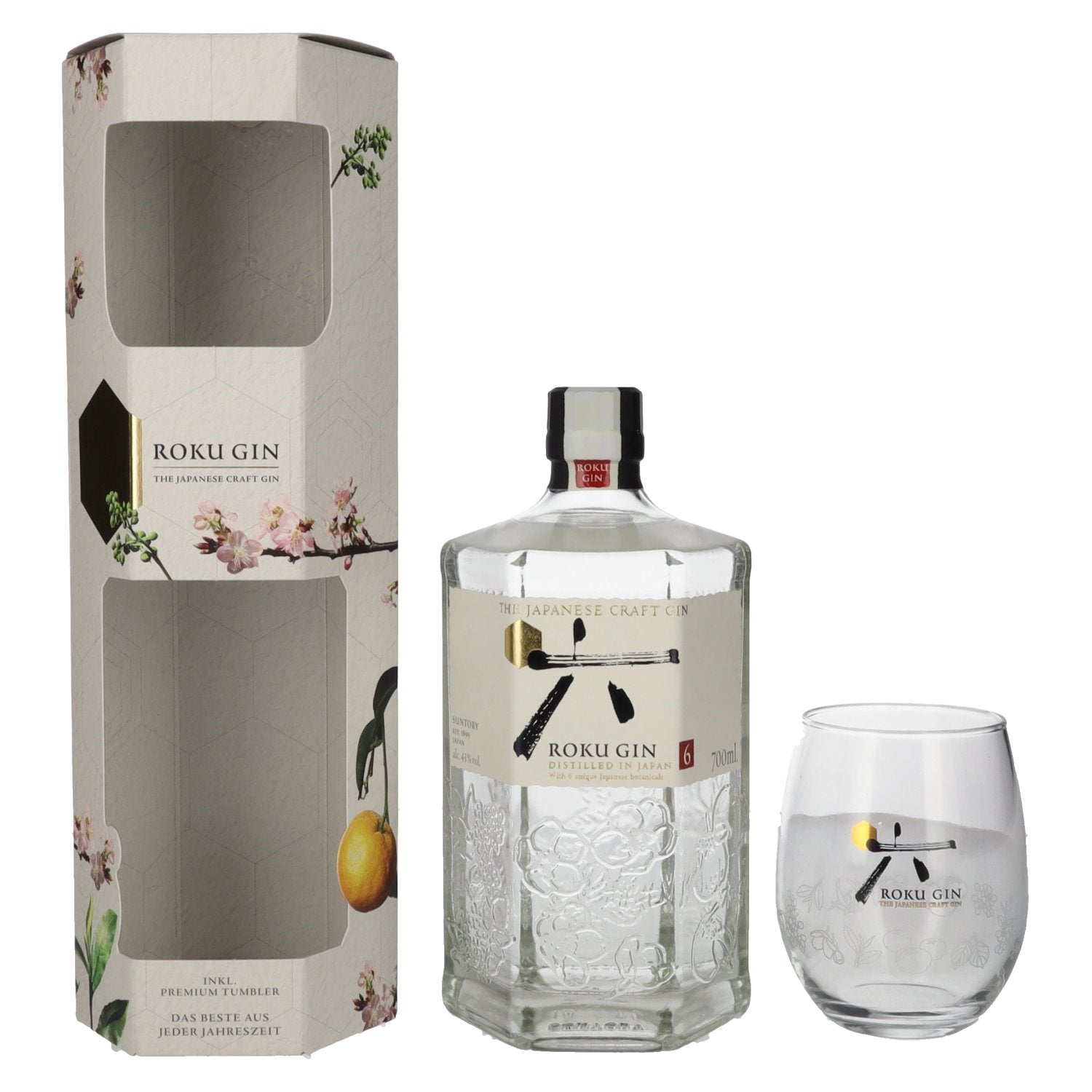 Roku Gin The Japanese Craft Gin 43% Vol. 0,7l in Giftbox with glass