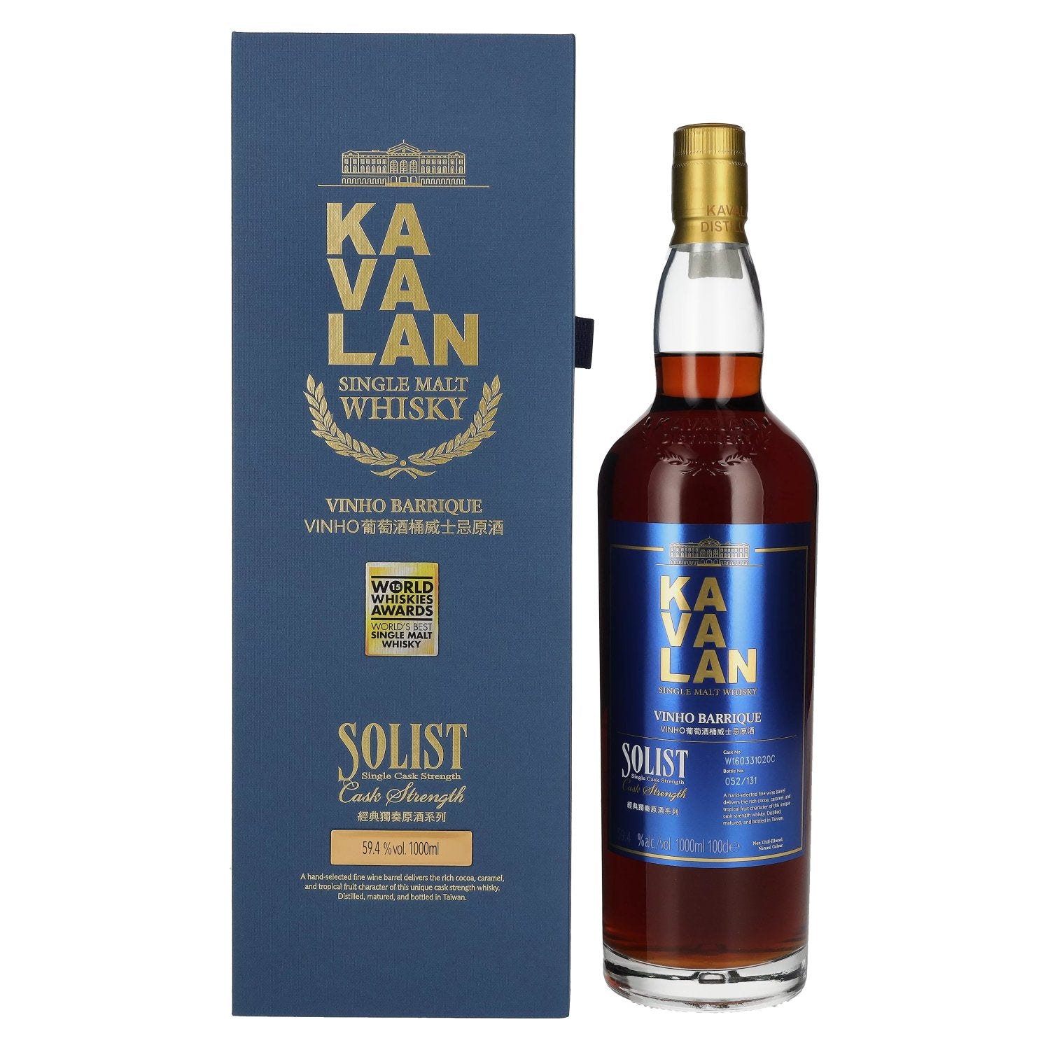 Kavalan SOLIST Vinho Barrique Cask 59,4% Vol. 1l in Giftbox