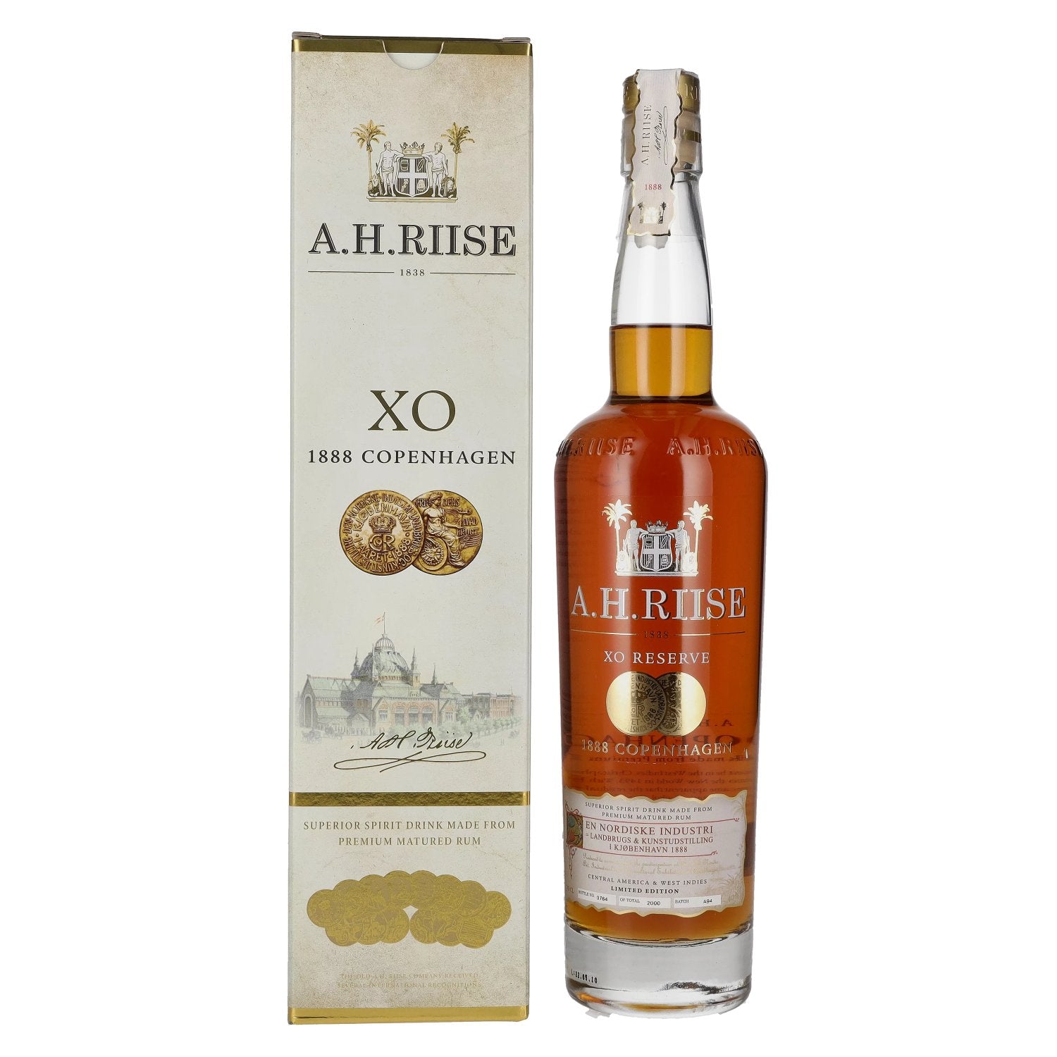 A.H. Riise 1888 COPENHAGEN XO Superior Spirit Drink 40% Vol. 0,7l in Giftbox