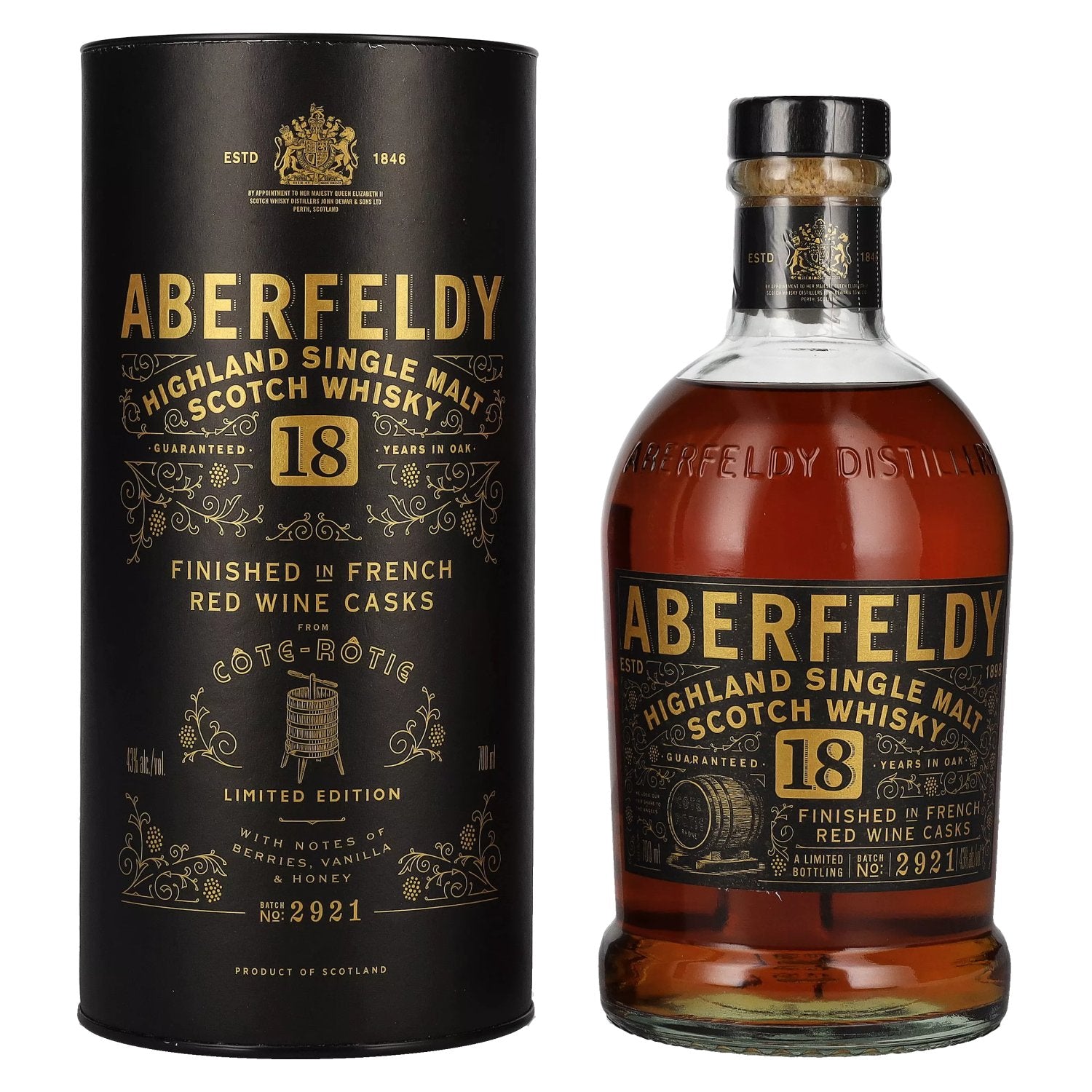 Aberfeldy 18 Years Old Red Wine Casks COTE ROTIE 43% Vol. 0,7l in Giftbox